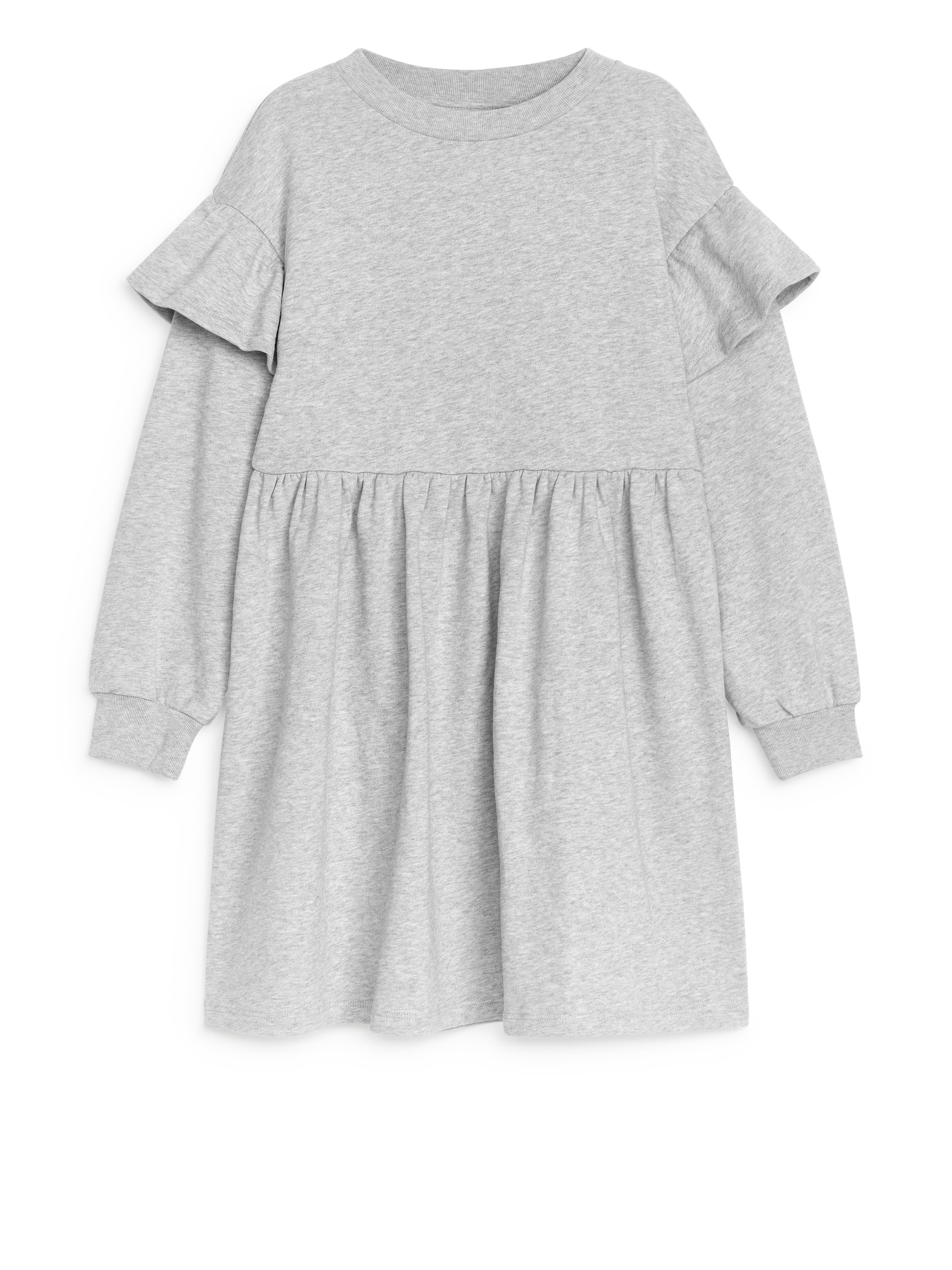 Trikåklänning med volang - Gråmelerad - Regular fit - Children - StillMedia/DescriptiveStillLife - 3