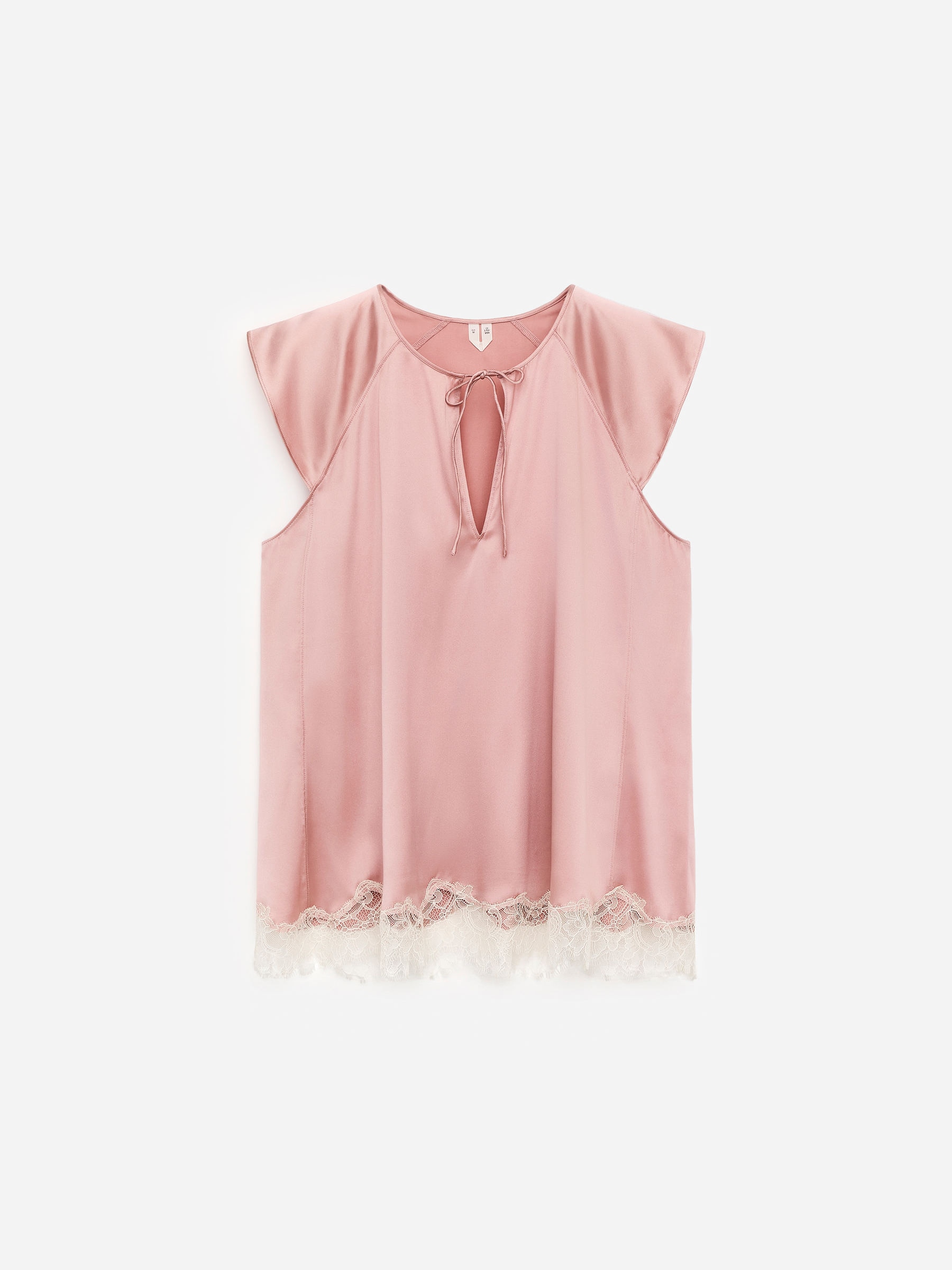 Lace-Detail Silk-Blend Top-#D0A9A3-17218