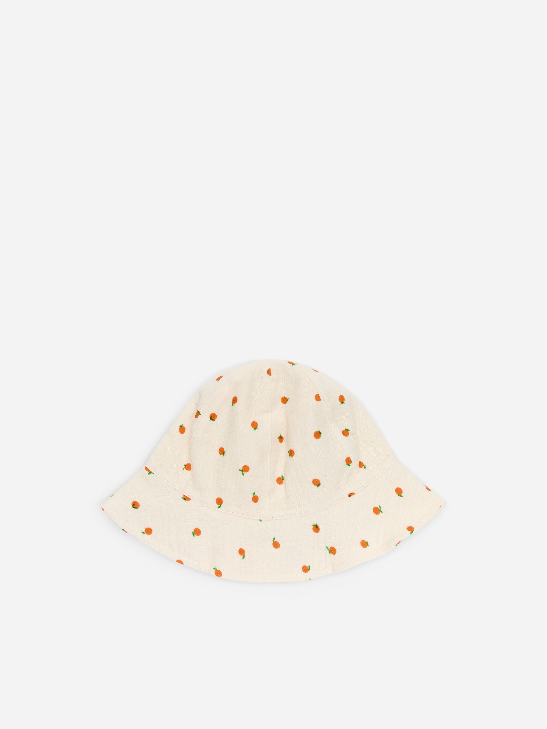 Cotton Muslin Sun Hat - Off White/Oranges - Children - StillMedia/DescriptiveStillLife - 1