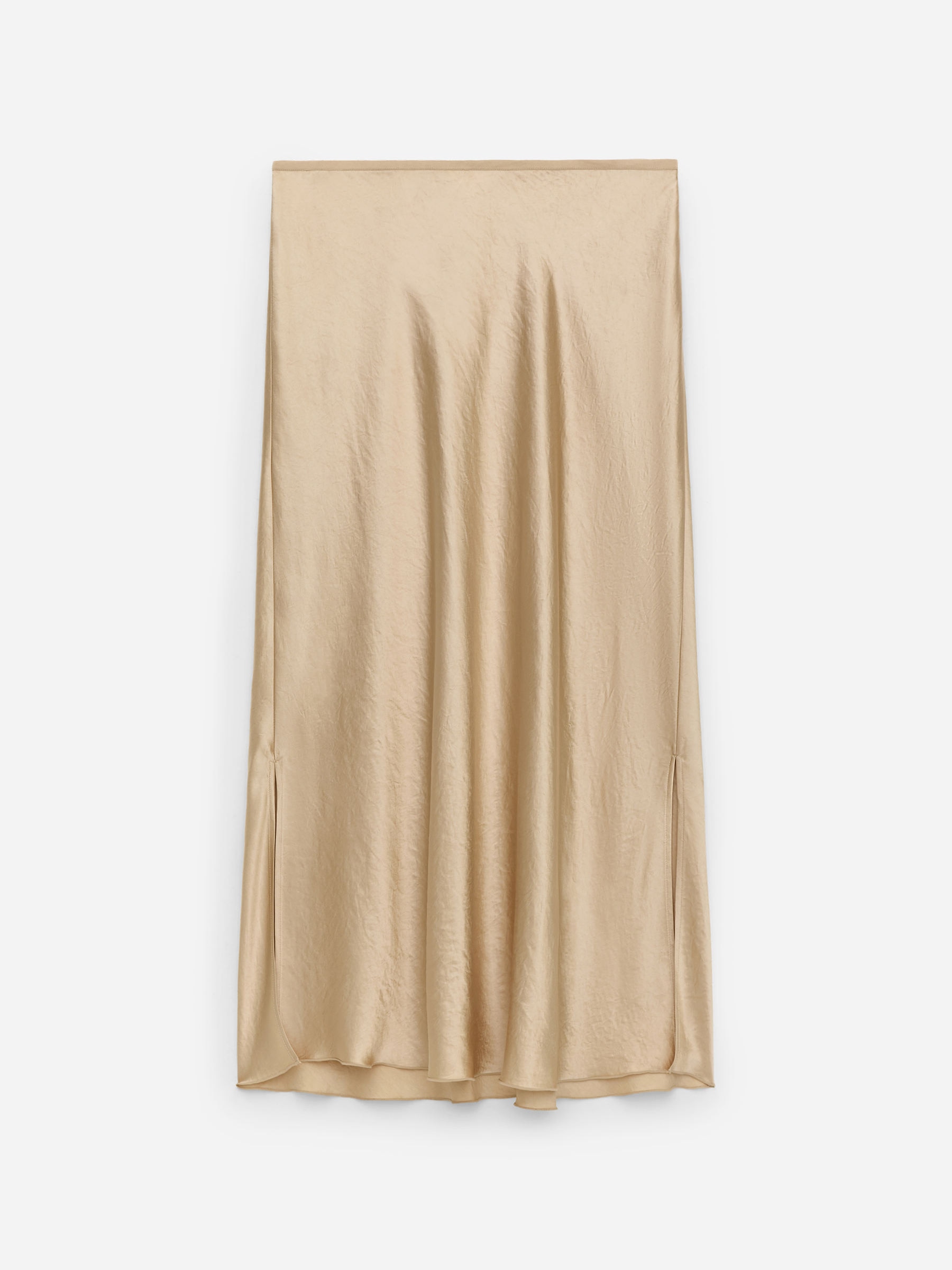 Satin Skirt-Beige-17539