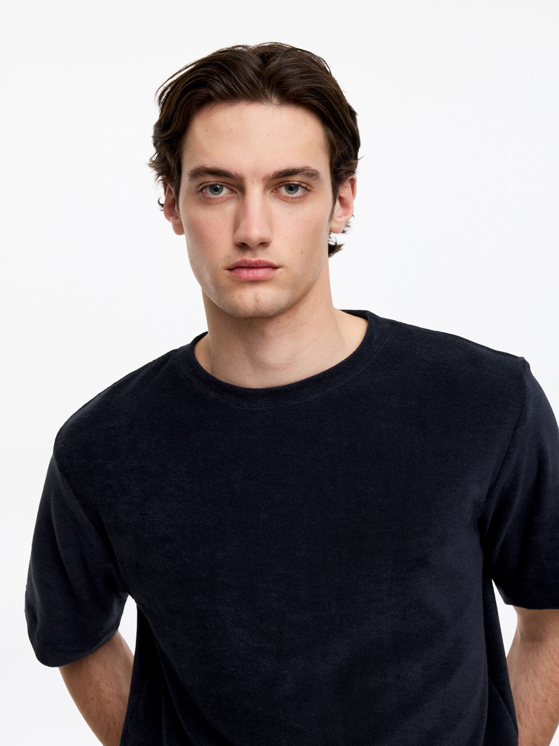 T-Shirt aus Baumwollfrottee - Dunkelblau - Relaxed Fit - Herren - StillMedia/Lookbook - 5