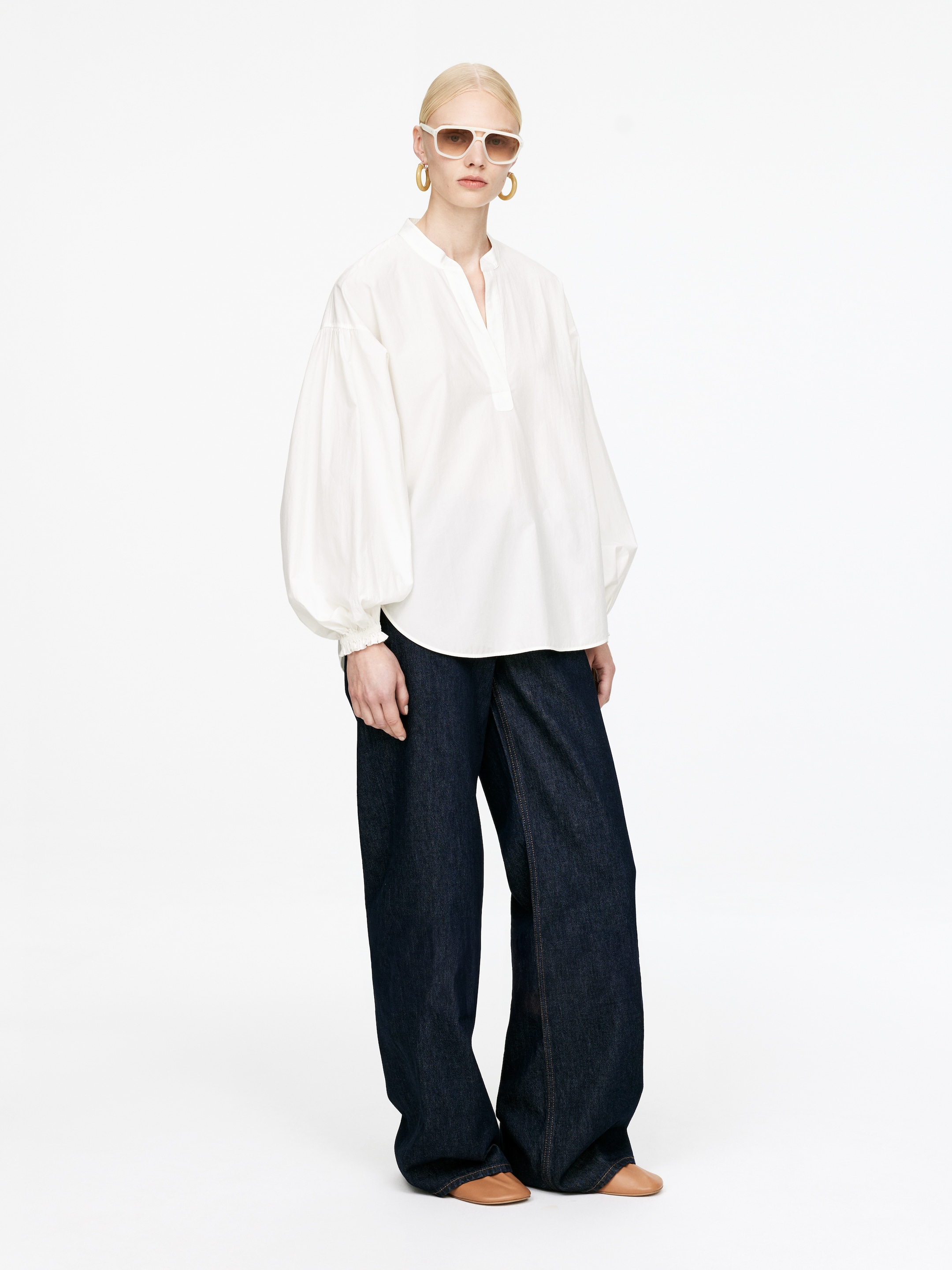 Näytä suurempi kuva: Väljähihainen pusero - Valkoinen - NAISET | H&M FI 3