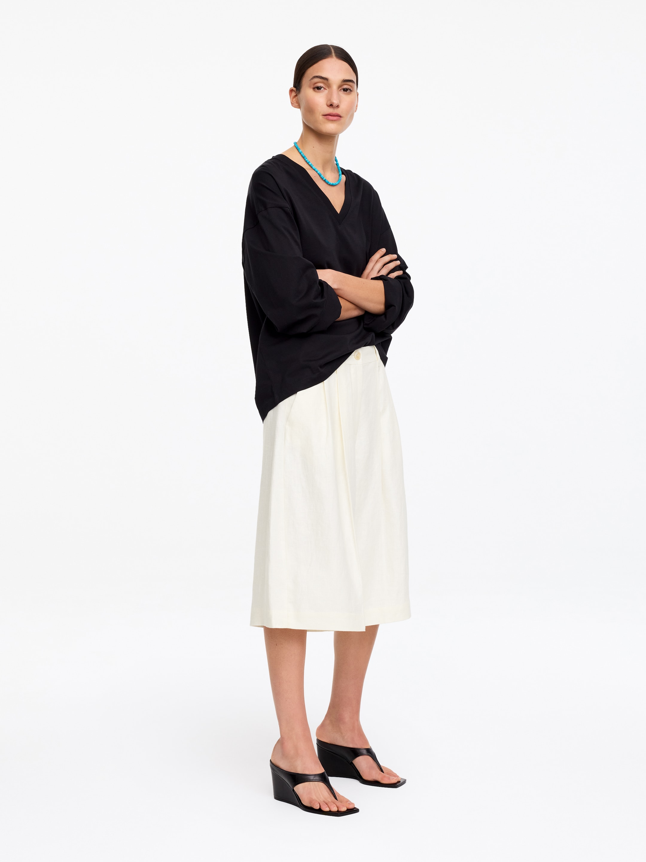 Elegante Leinenshorts - Weiß - Regular Fit - Damen - StillMedia/Lookbook - 3