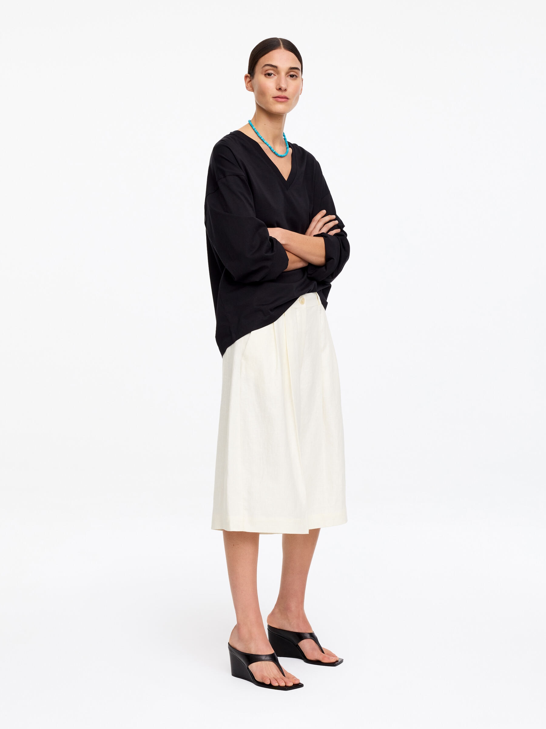 Elegante Leinenshorts - Weiß - Regular Fit - Damen - StillMedia/Lookbook - 3