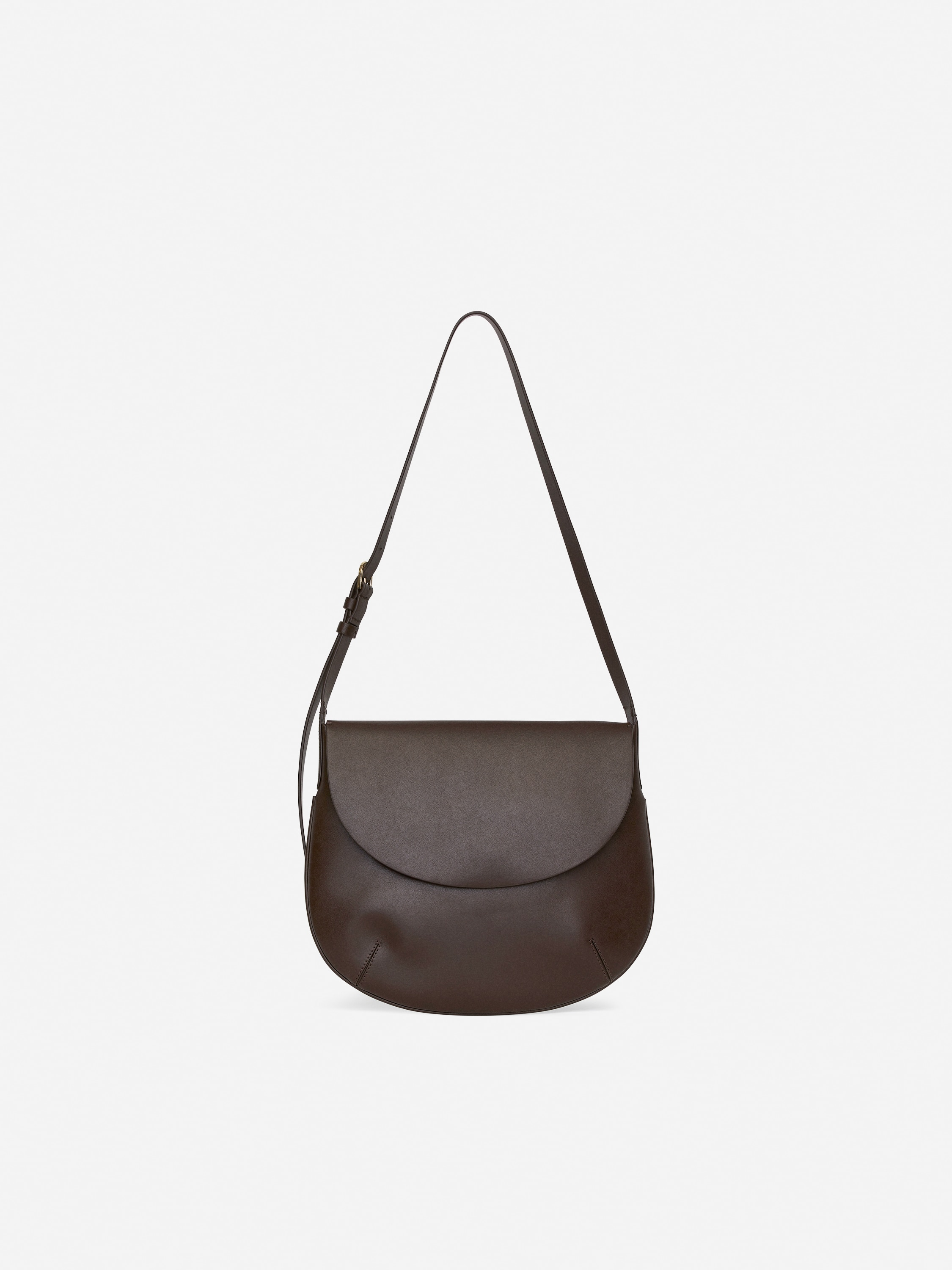 Bolso bandolera de piel - Marrón oscuro/Negro