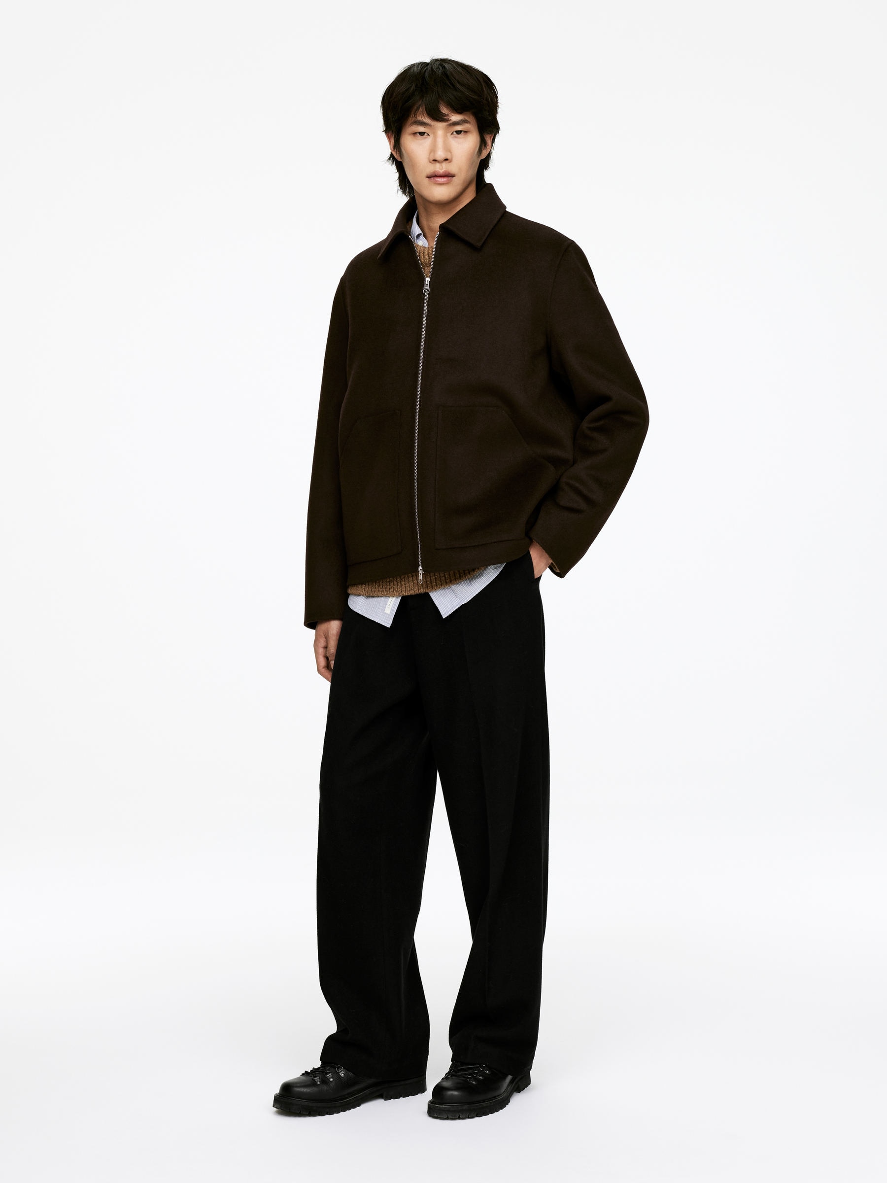 Double-Face Wool Blend Jacket - Brown - Regular fit - Men - StillMedia/Lookbook - 3