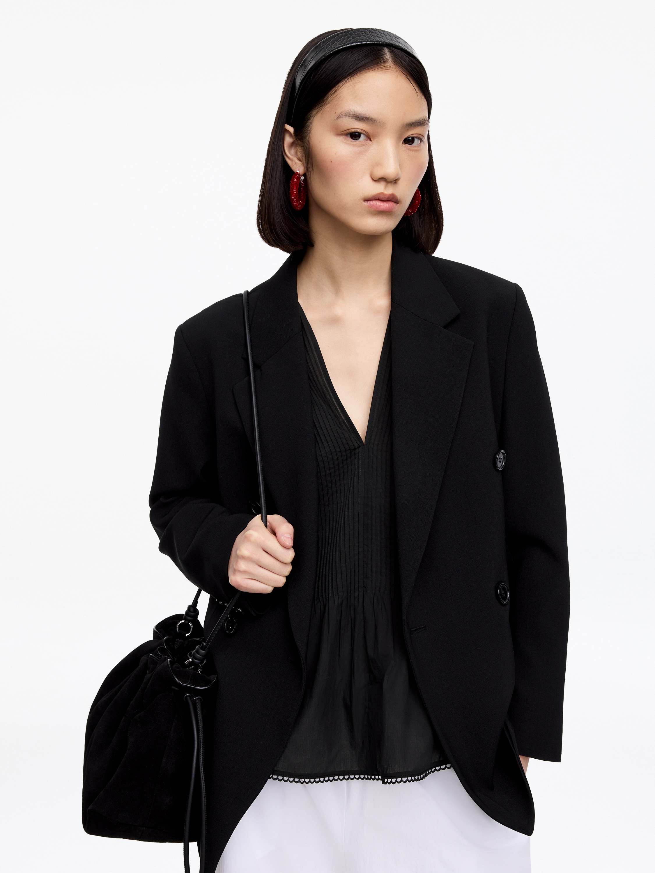 Pintuck Top – Black – Women – ARKET DK