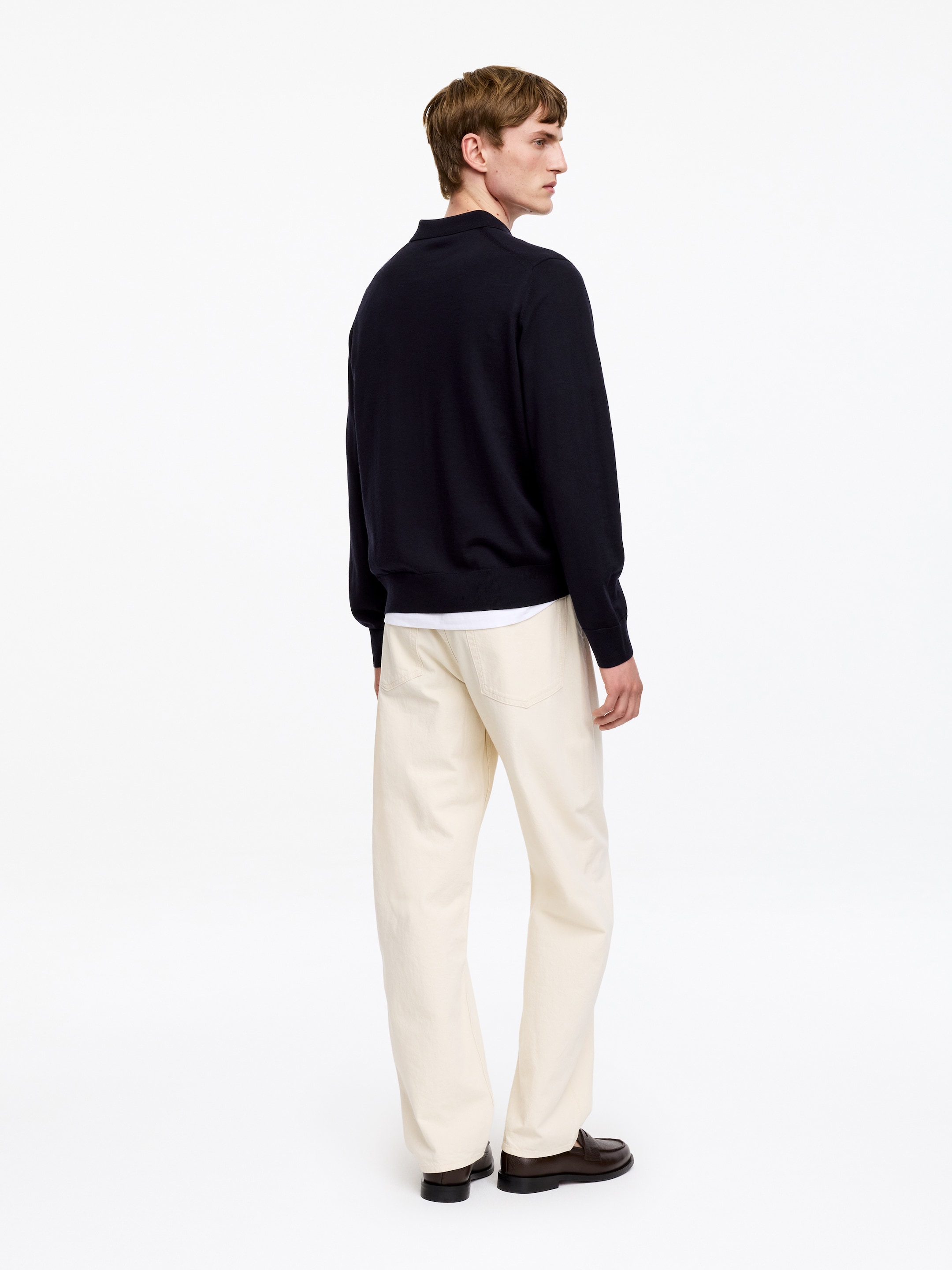 Polo en laine mérinos - Bleu foncé - Regular fit - Homme - StillMedia/Lookbook - 56