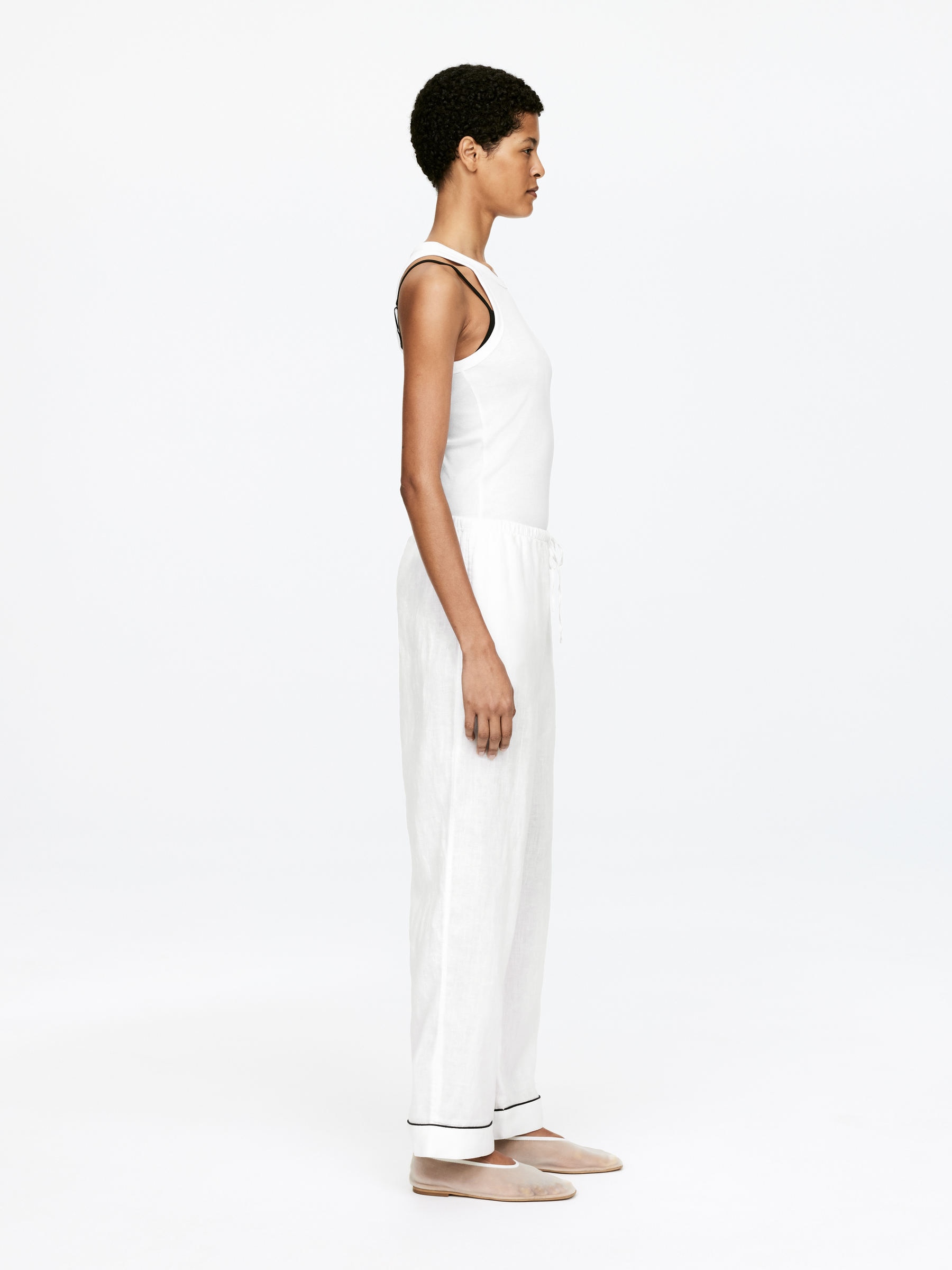 Linen Pyjama Trousers - White - Regular fit - Women - StillMedia/Lookbook - 3