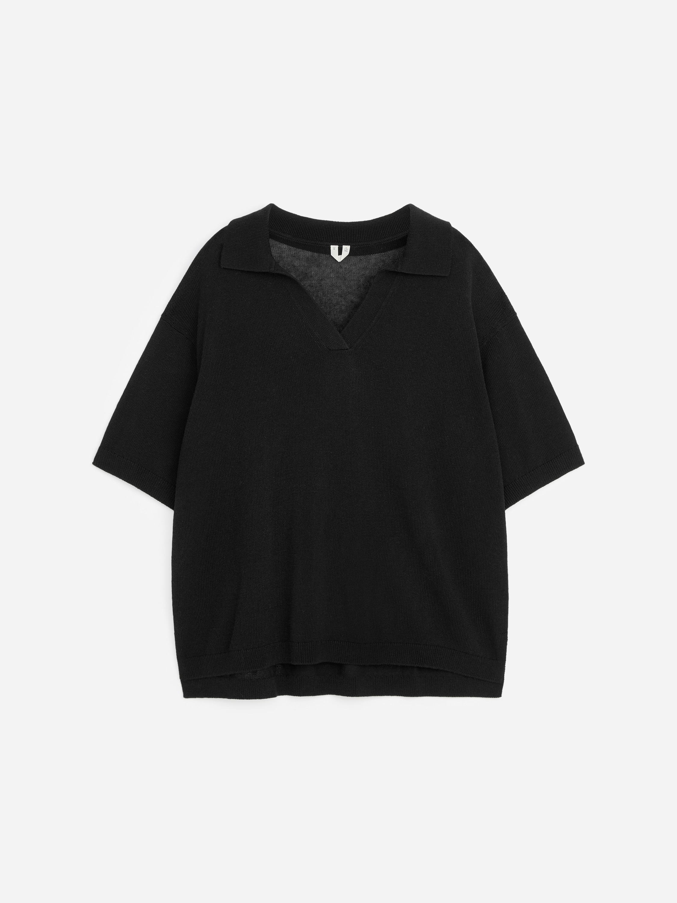 Pull polo en maille-Noir