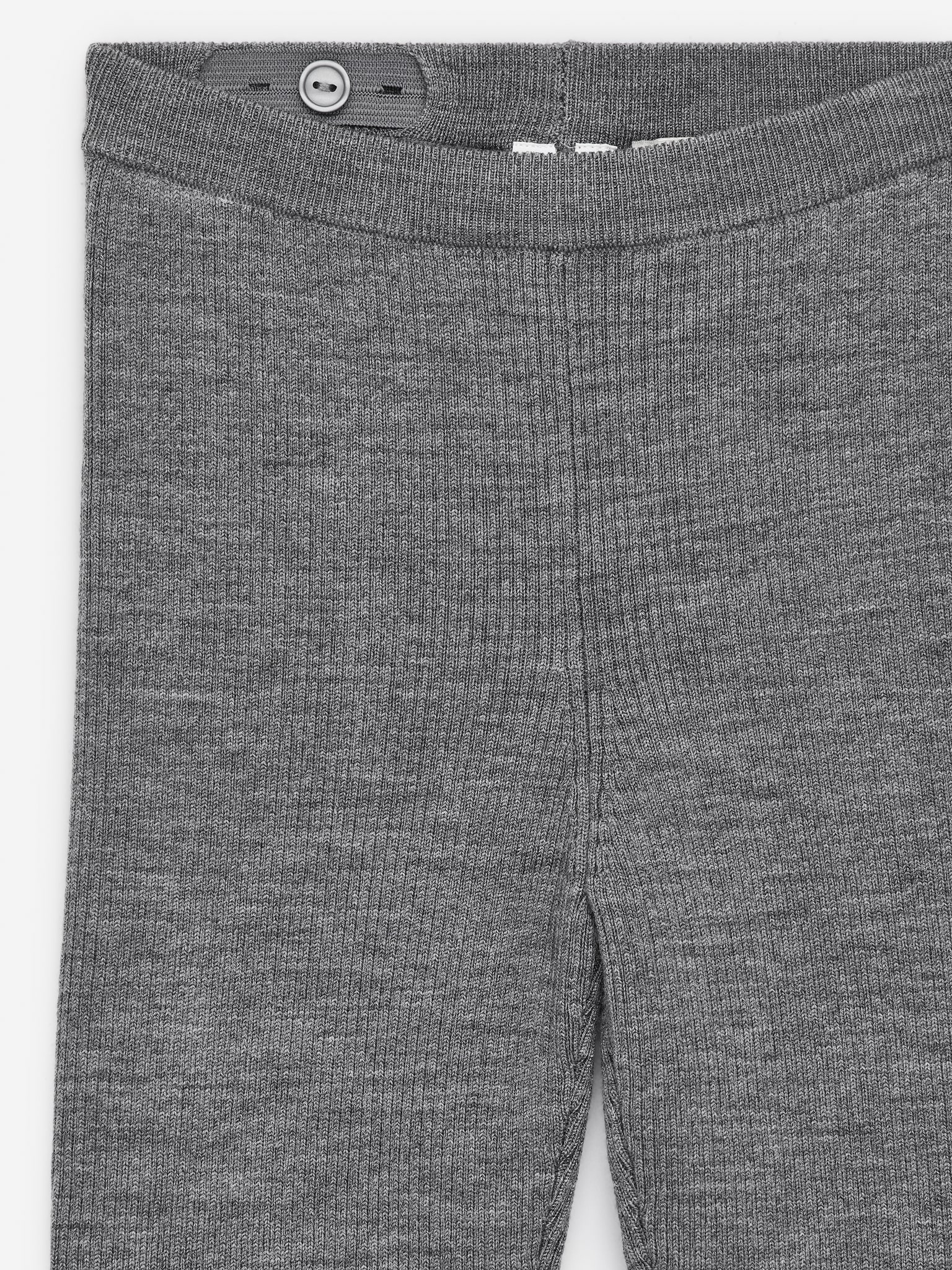 Leggings côtelés en laine mélangée - Gris chiné/Noir - 2