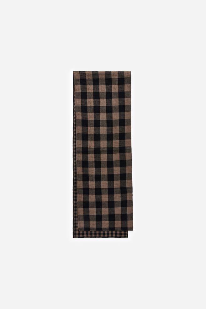 Cachecol de algodão com padrão xadrez - Taupe/Preto - 1