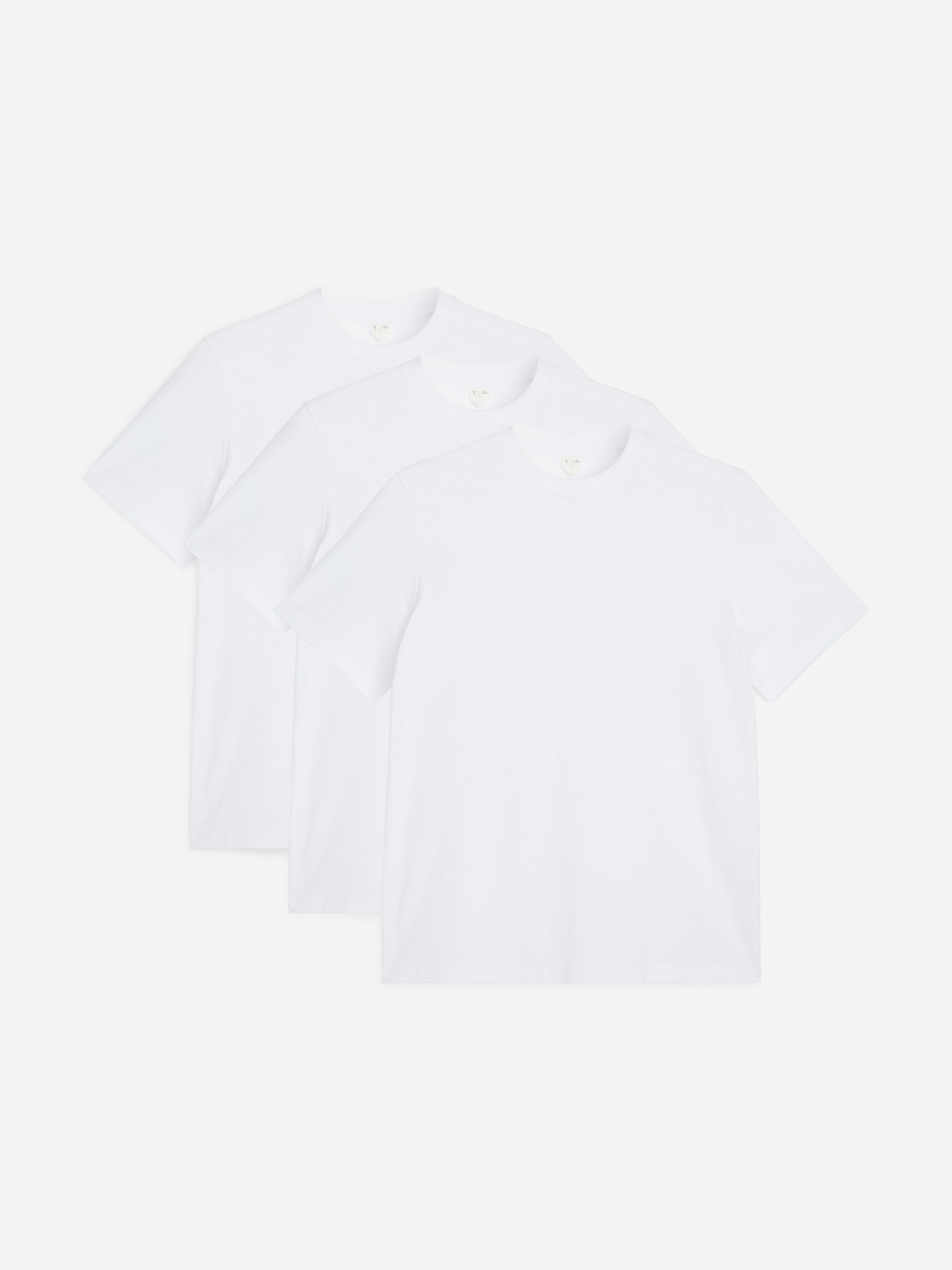Regular Mid Weight T-Shirt, Set of 3-#FFFFFF-19537