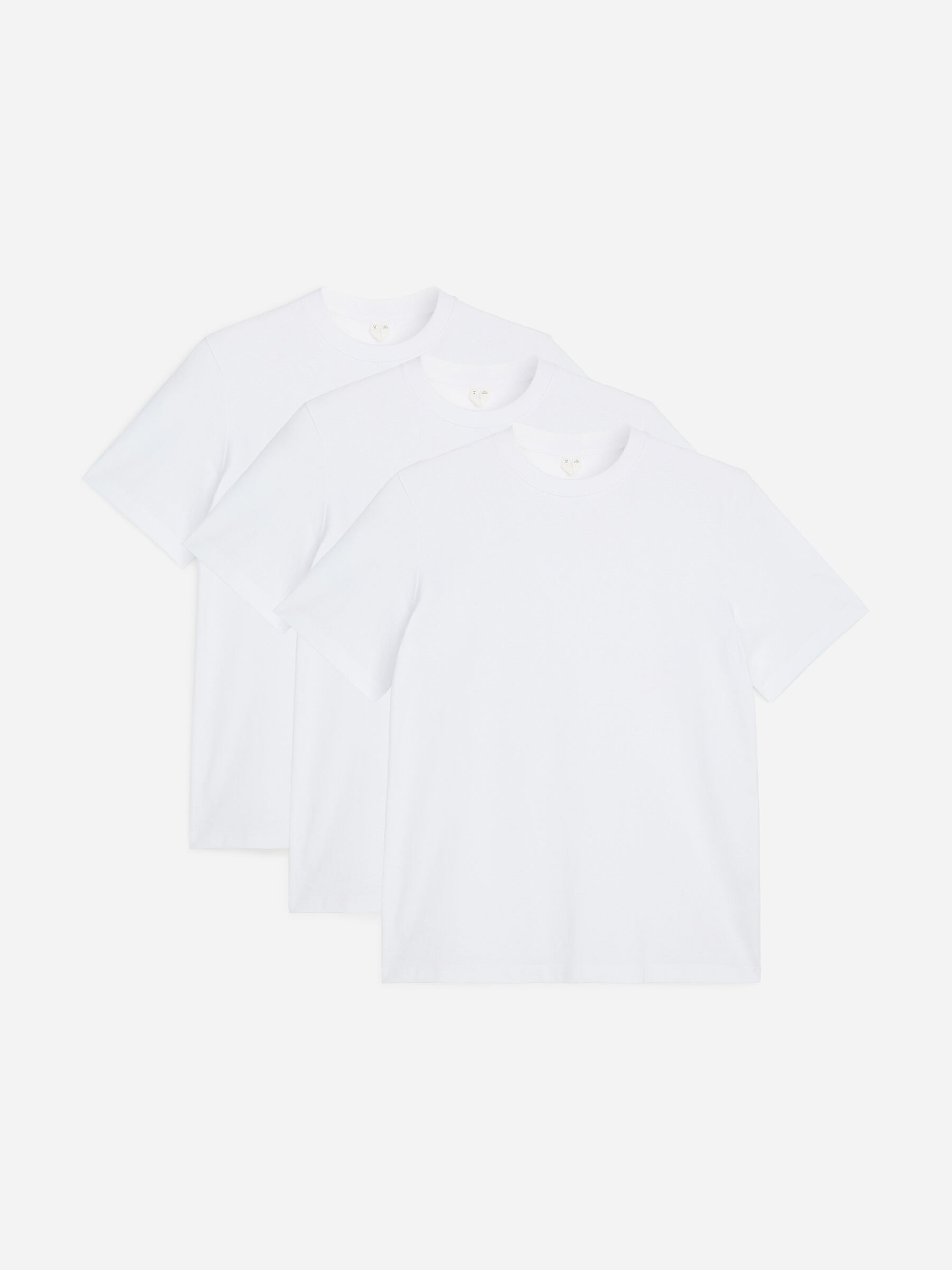 Regular Mid Weight T-Shirt, Set of 3-#FFFFFF-19537