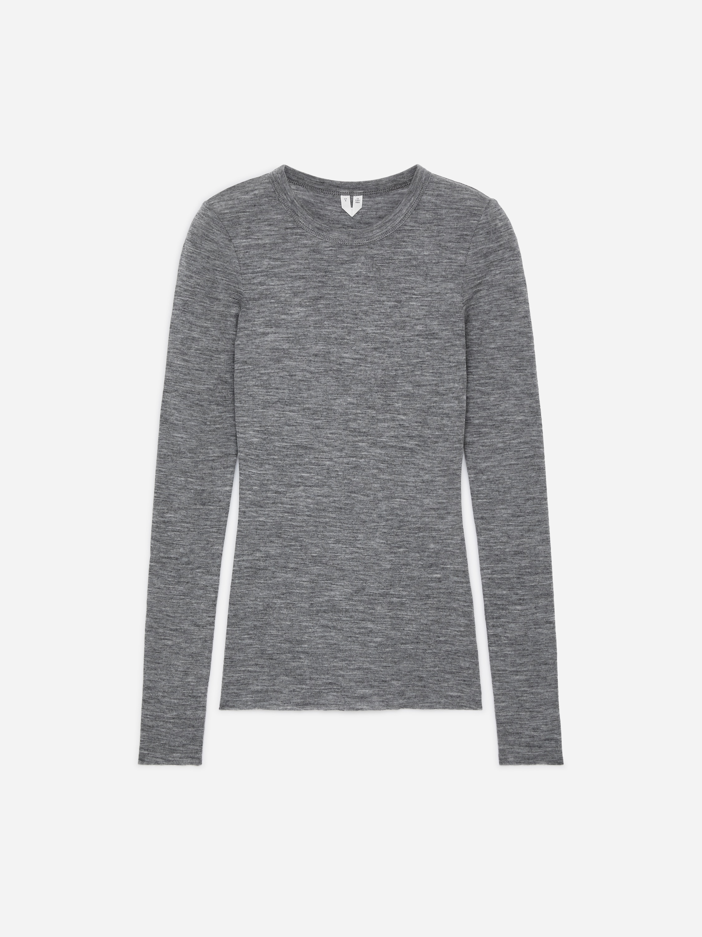 Top à manches longues en laine mérinos - gris