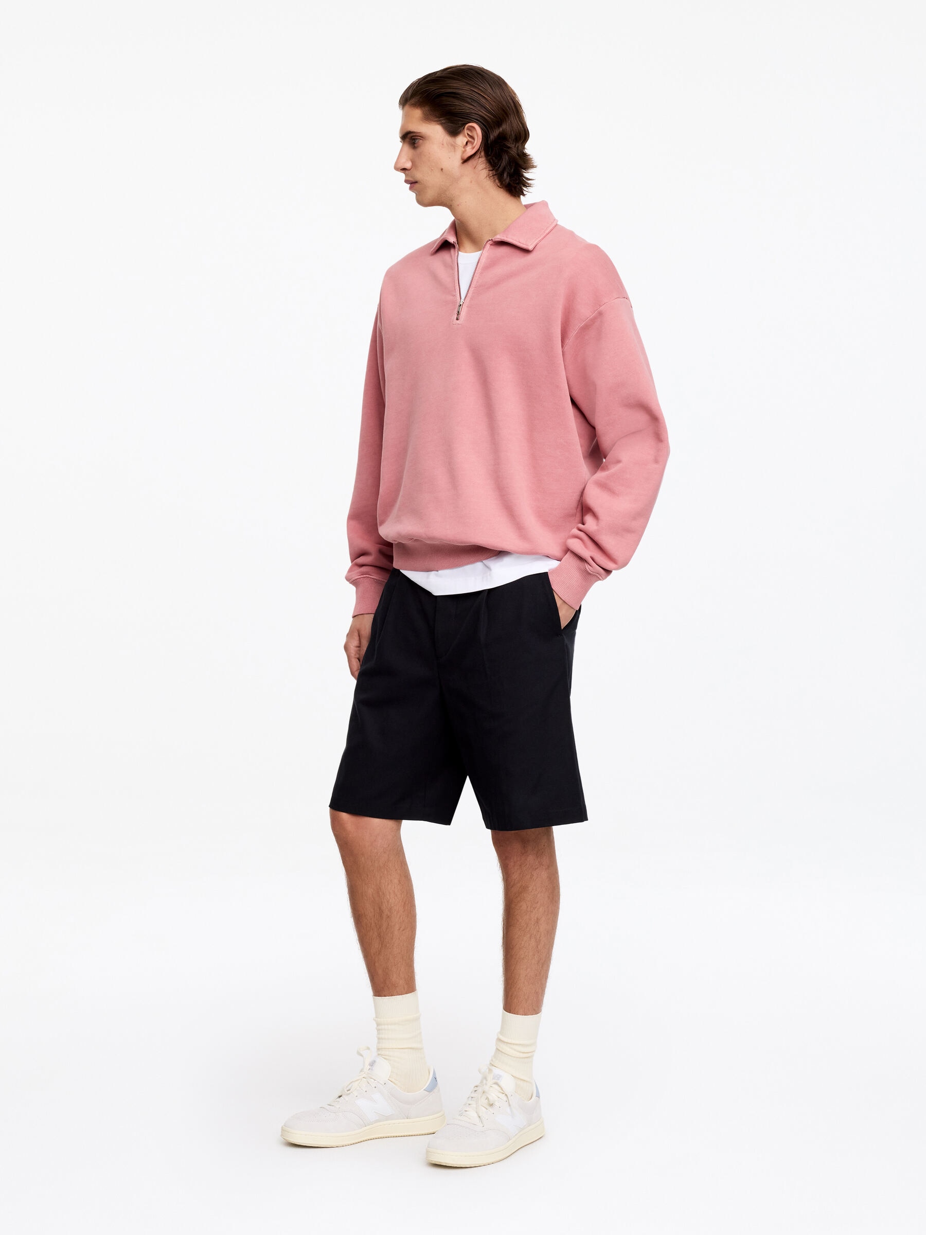 Half-Zip Sweatshirt - Soft Pink - Relaxed fit - Men - StillMedia/Lookbook - 3