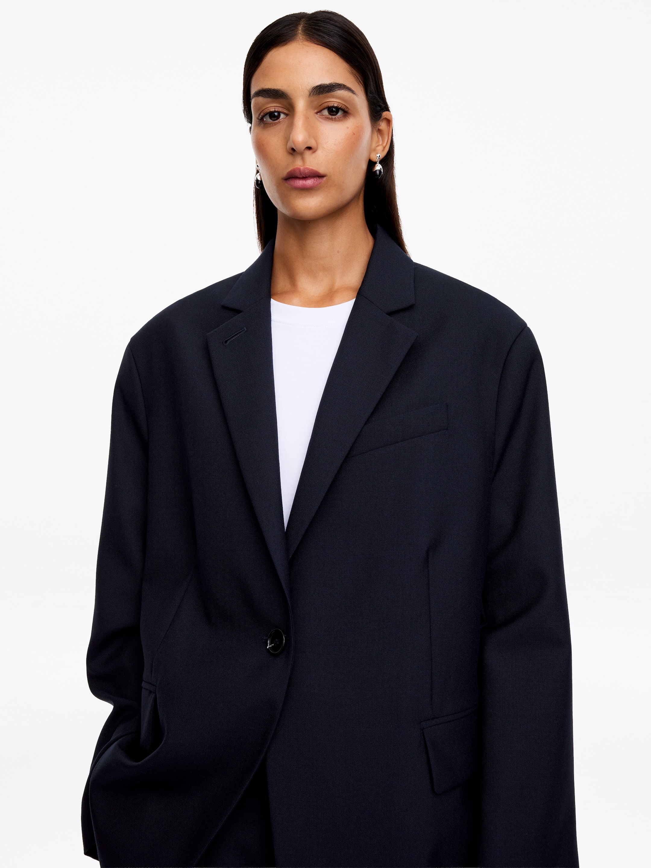 Relaxed Wool Blazer - Dark Blue - Relaxed fit - women - StillMedia/Lookbook - 4