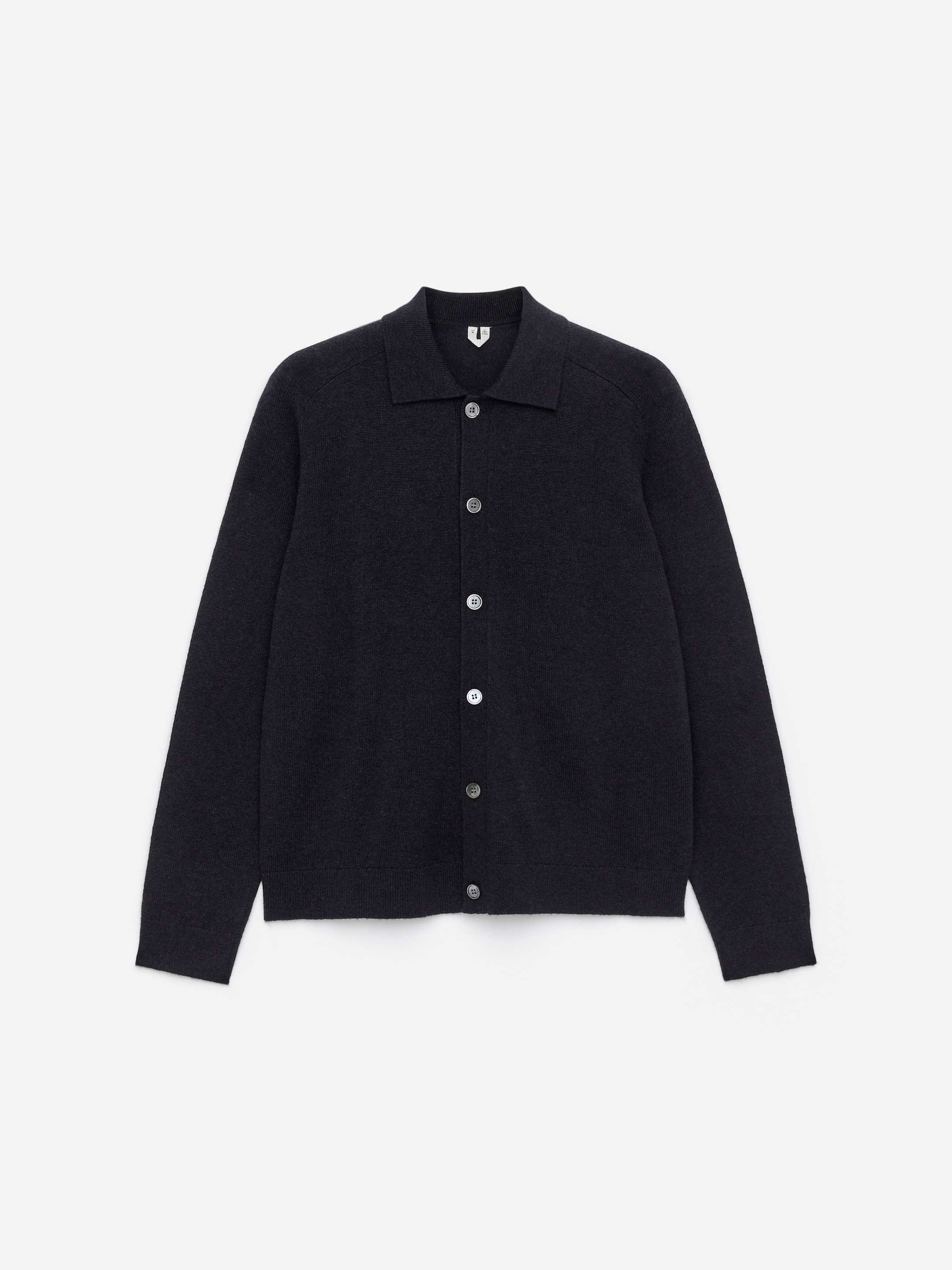 Cardigan in stile polo in lana di agnello-Blue-16355