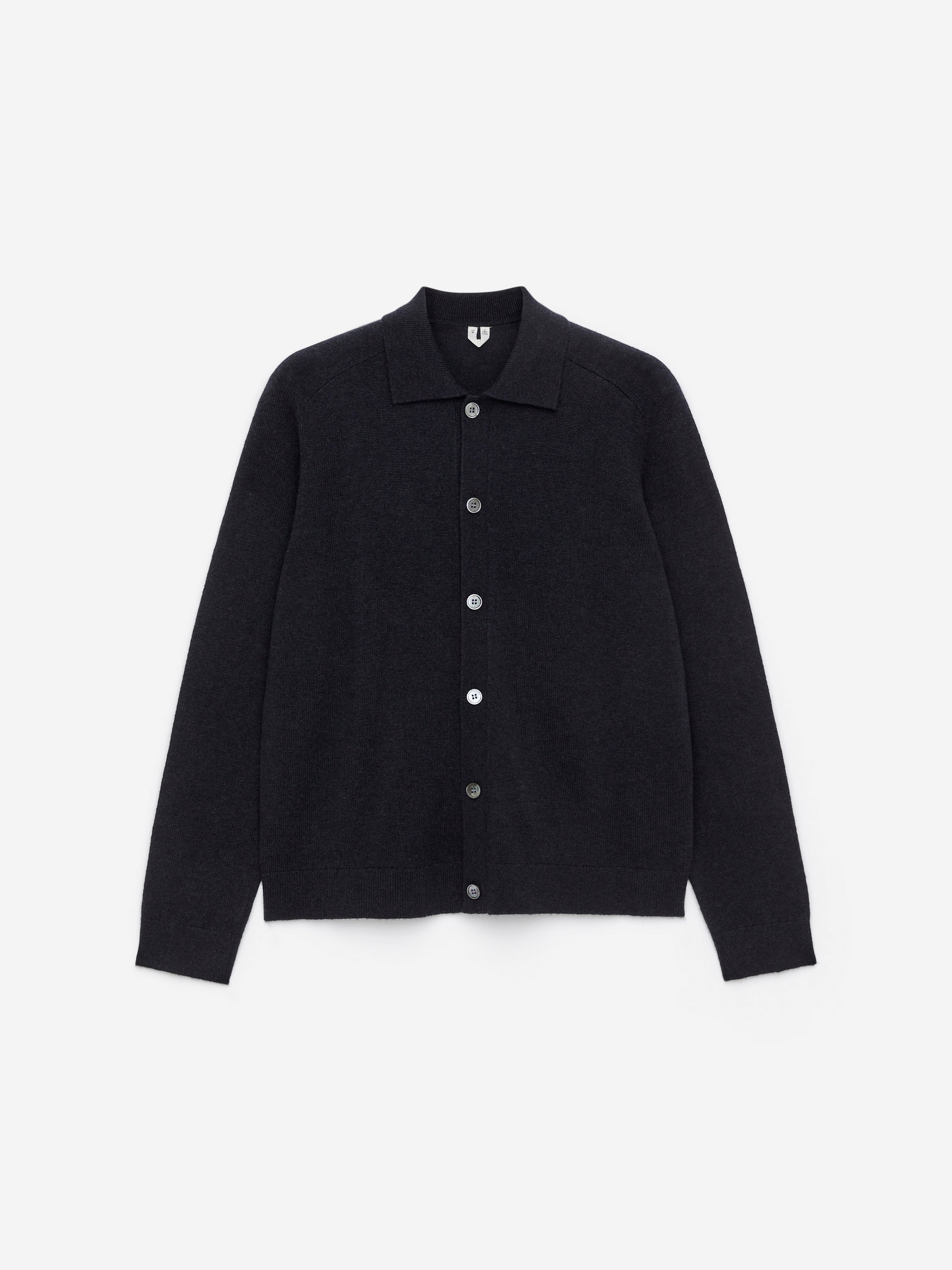 Lambs Wool Polo Cardigan - Dark Blue - Regular fit - Men - StillMedia/DescriptiveStillLife - 1