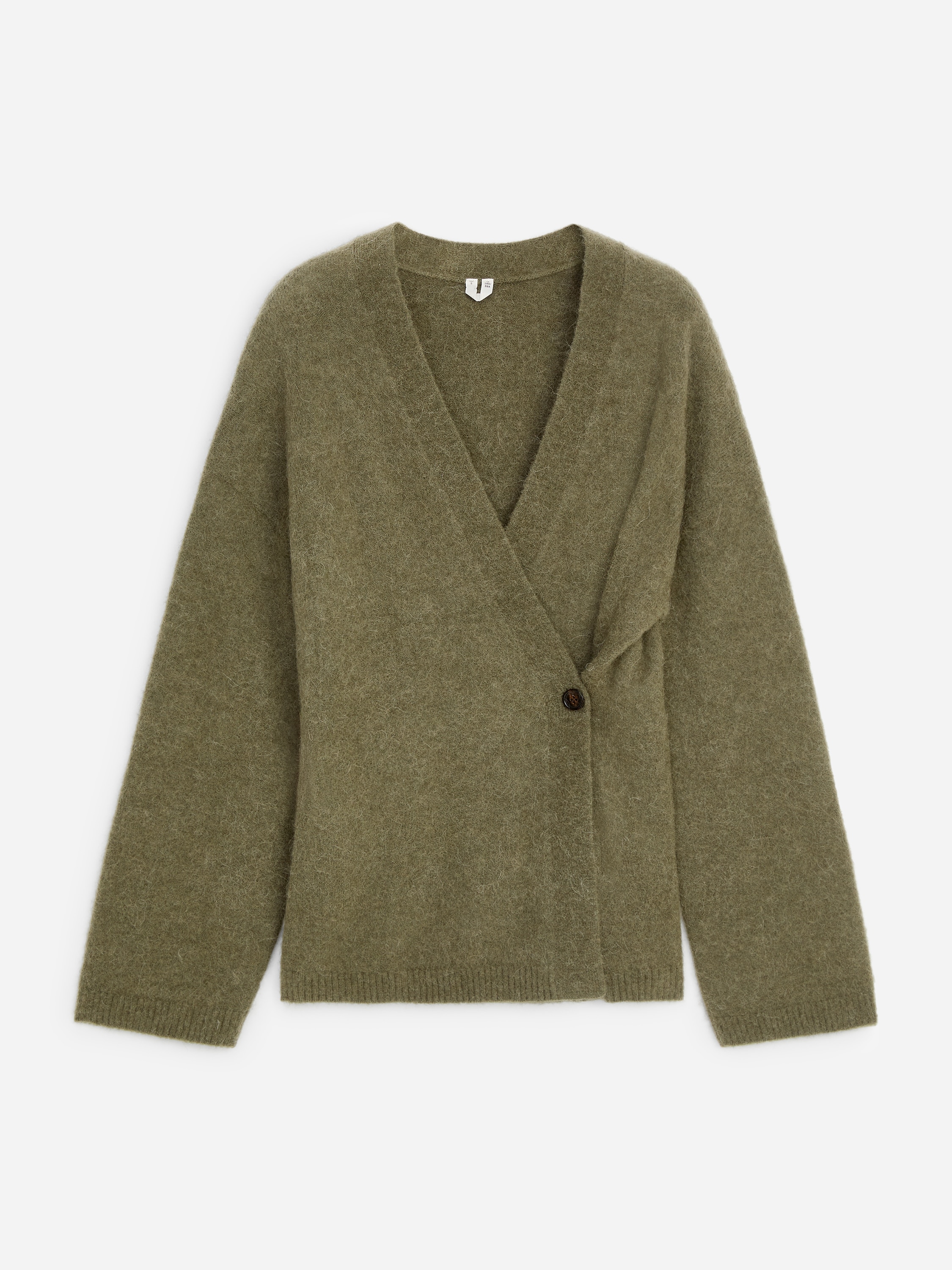 Cardigan de mezcla de alpaca y lana - Verde caqui/Gris oscuro/Blanco roto