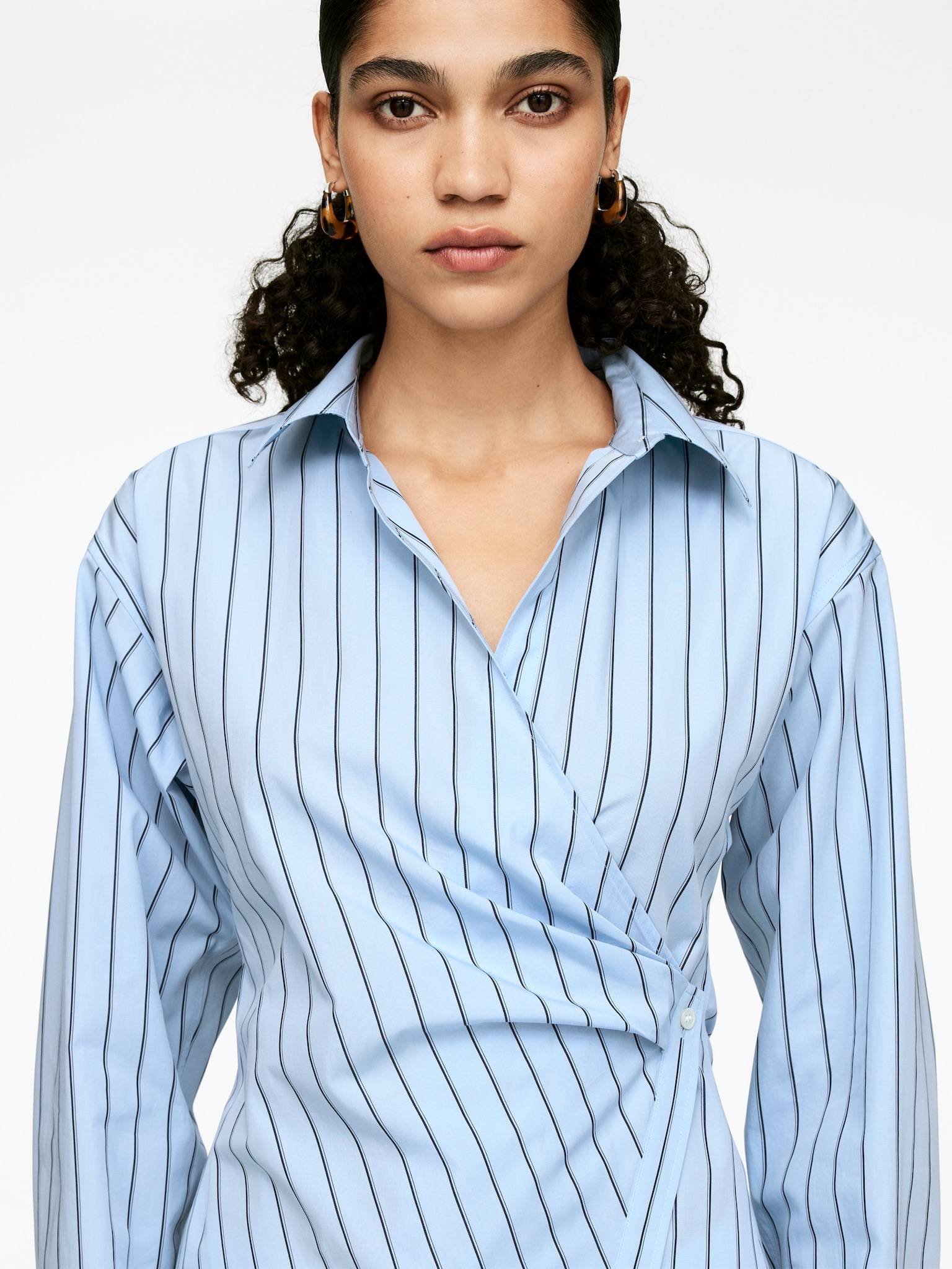 Wrap Shirt - Blue/Striped - 4