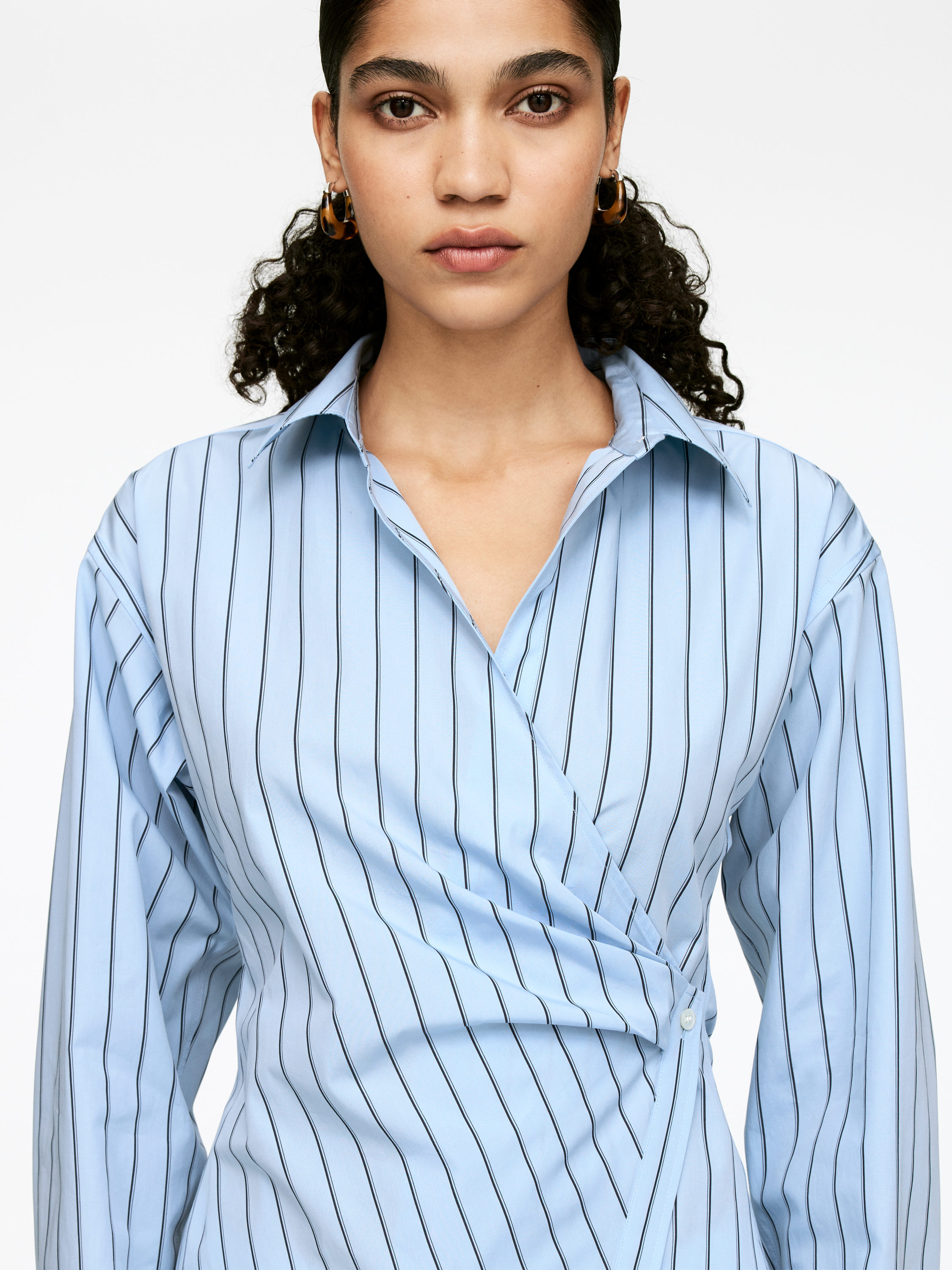 Wrap Shirt - Blue/Striped - Slim fit - Women - StillMedia/Lookbook - 4