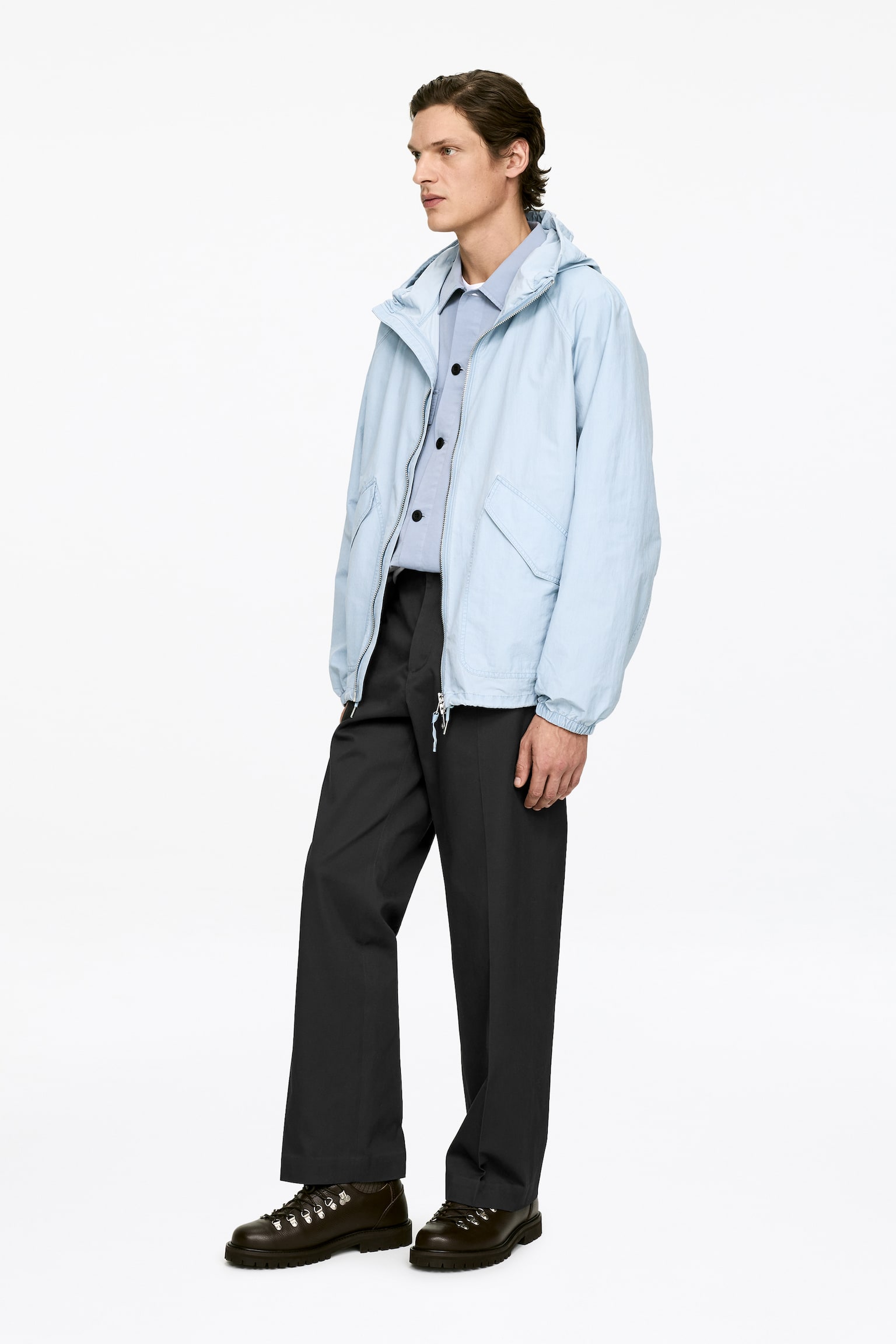 Afslappede bukser i bomuldstwill - Mørkegrå - 3