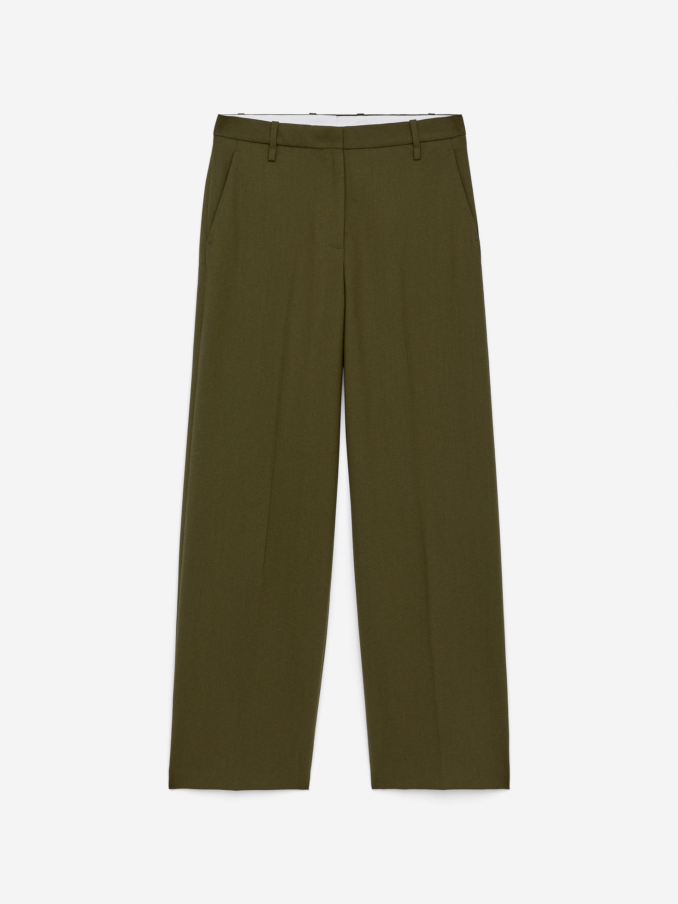Hopsack Wool Trousers - Dark Green - Relaxed fit - Women - StillMedia/DescriptiveStillLife - 1