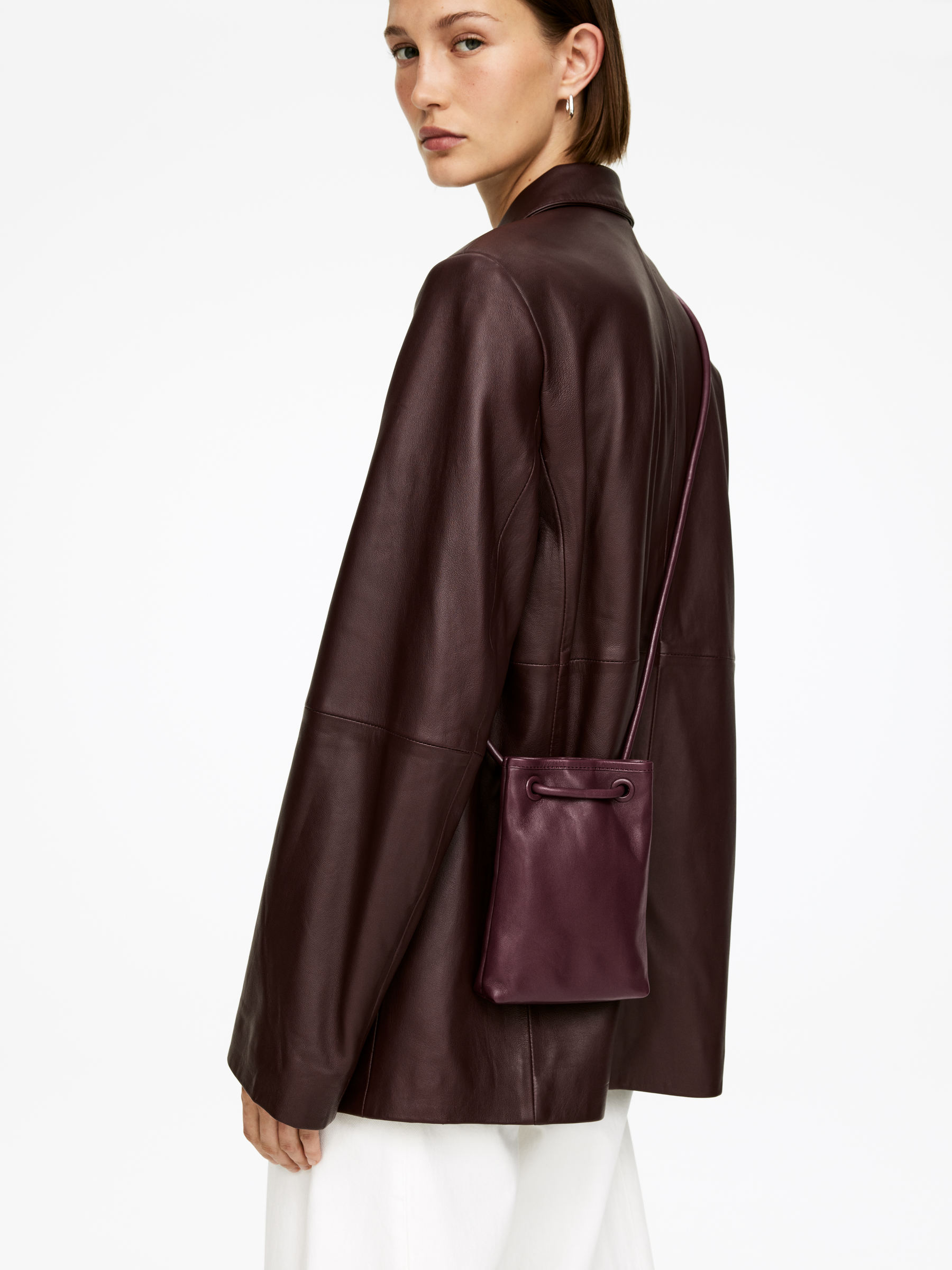 Leather Crossbody Bag - Burgundy - Women - StillMedia/Lookbook - 5