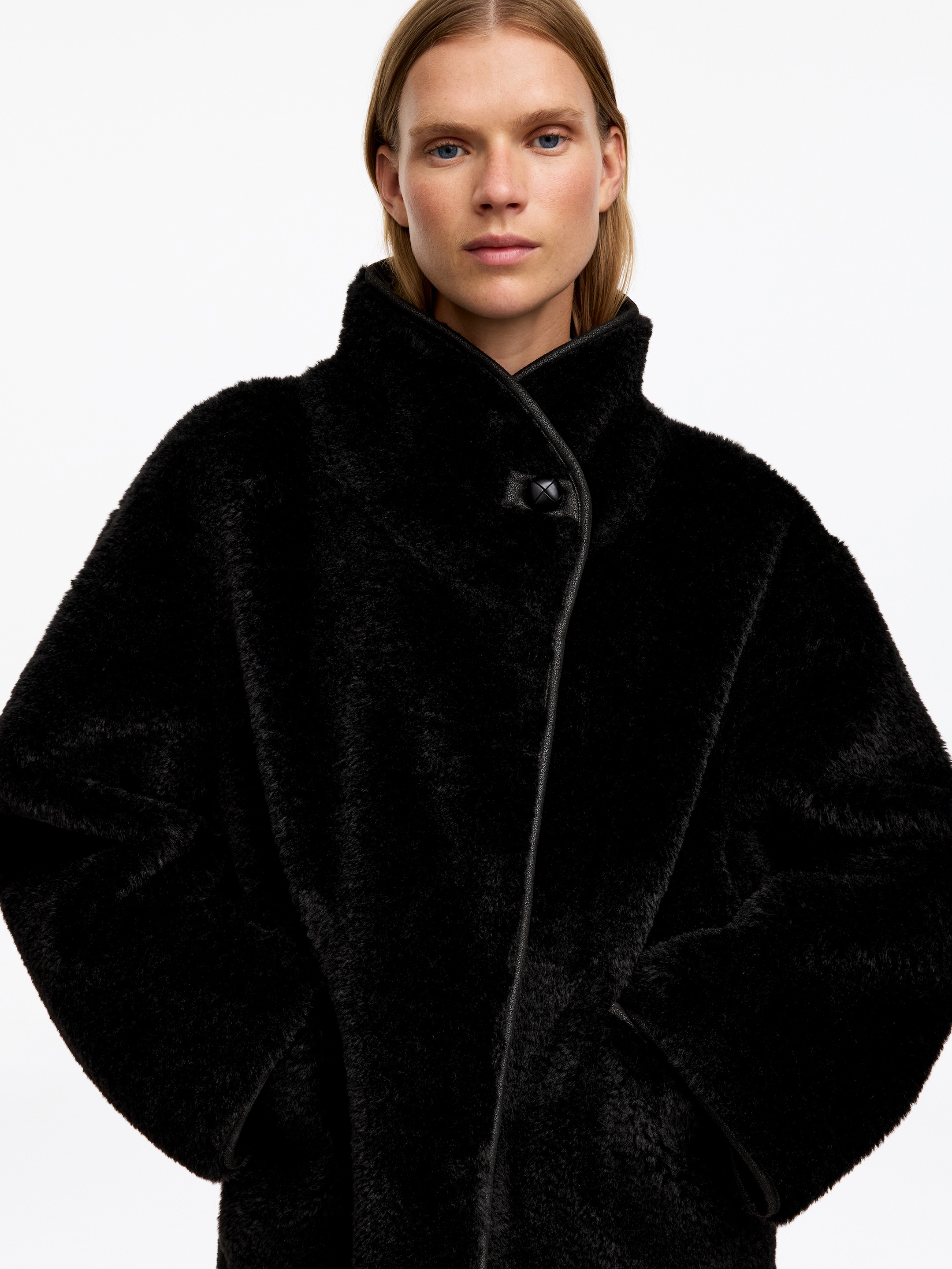Pile Stand-Collar Jacket - Black - Regular fit - women - StillMedia/Lookbook - 6