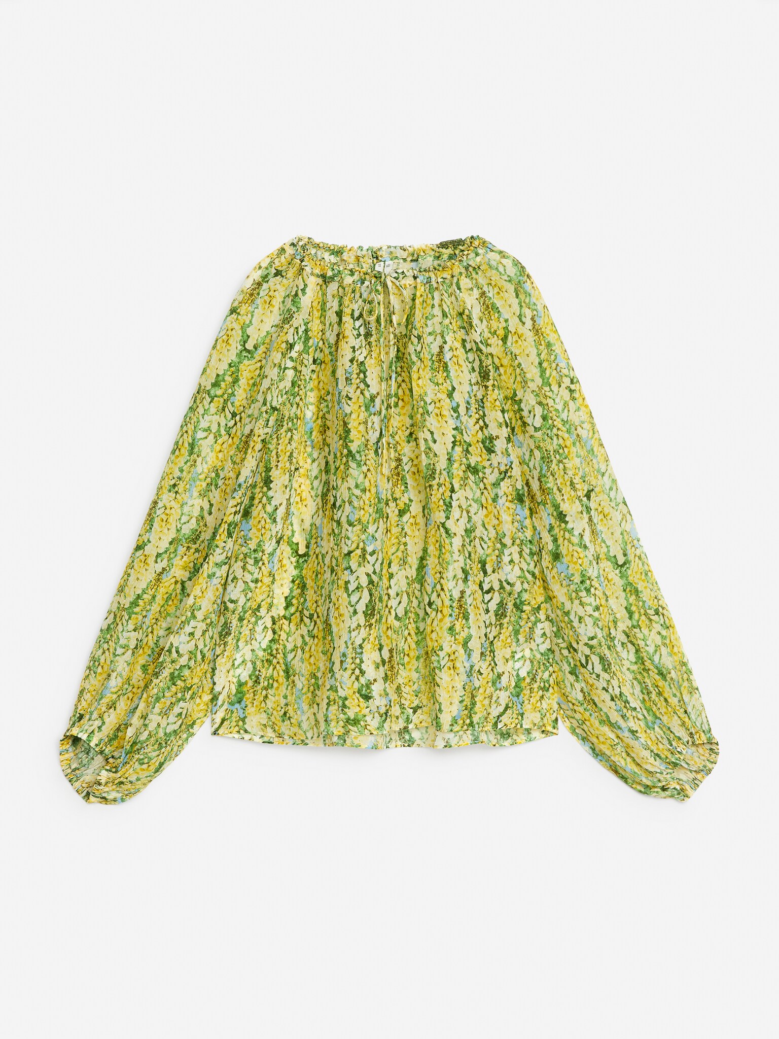 Chemisier en lyocell à manches bouffantes - Jaune/Vert