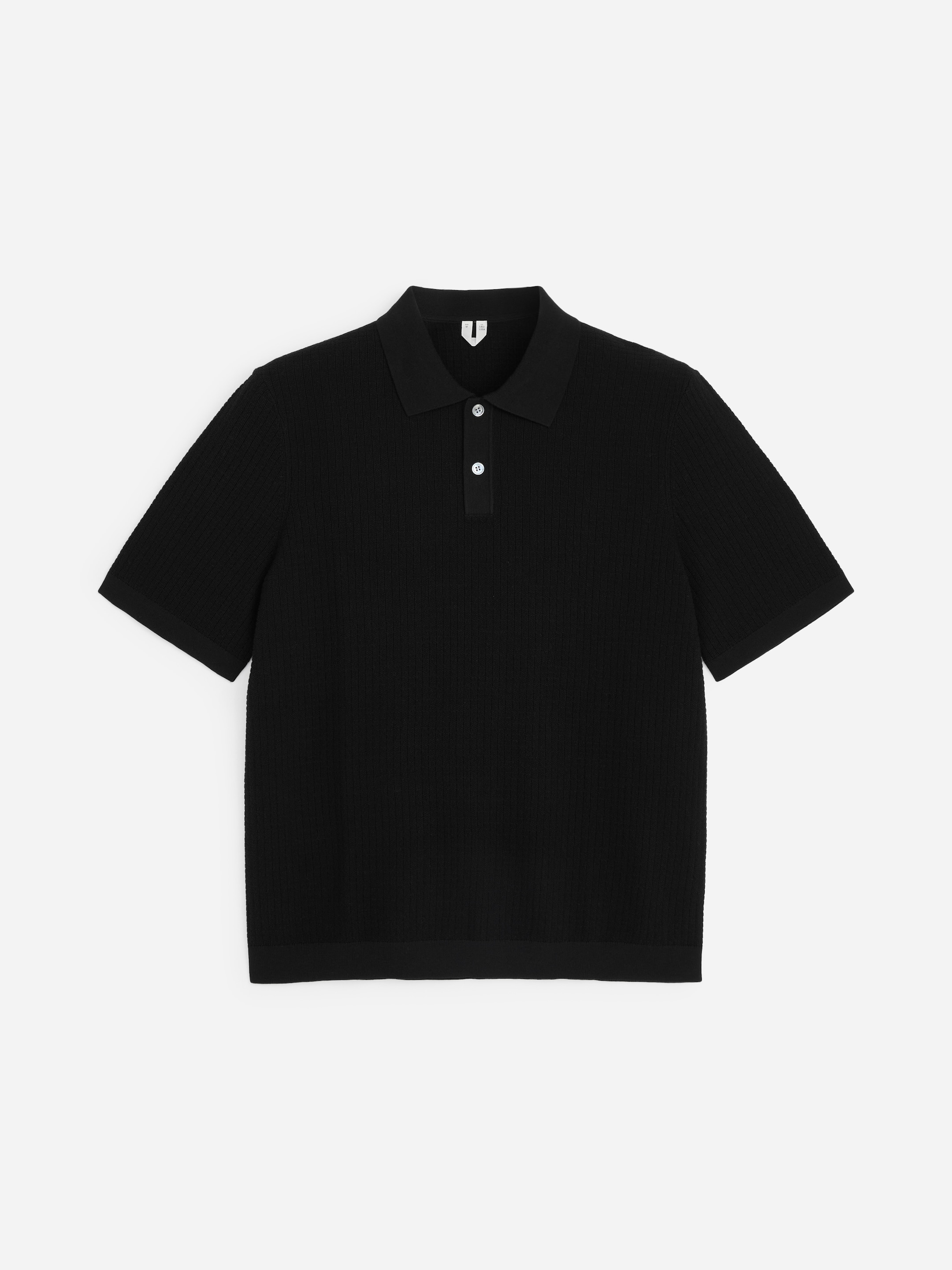 Knitted Cotton Polo Shirt - Black - Regular fit - Men - StillMedia/DescriptiveStillLife - 1