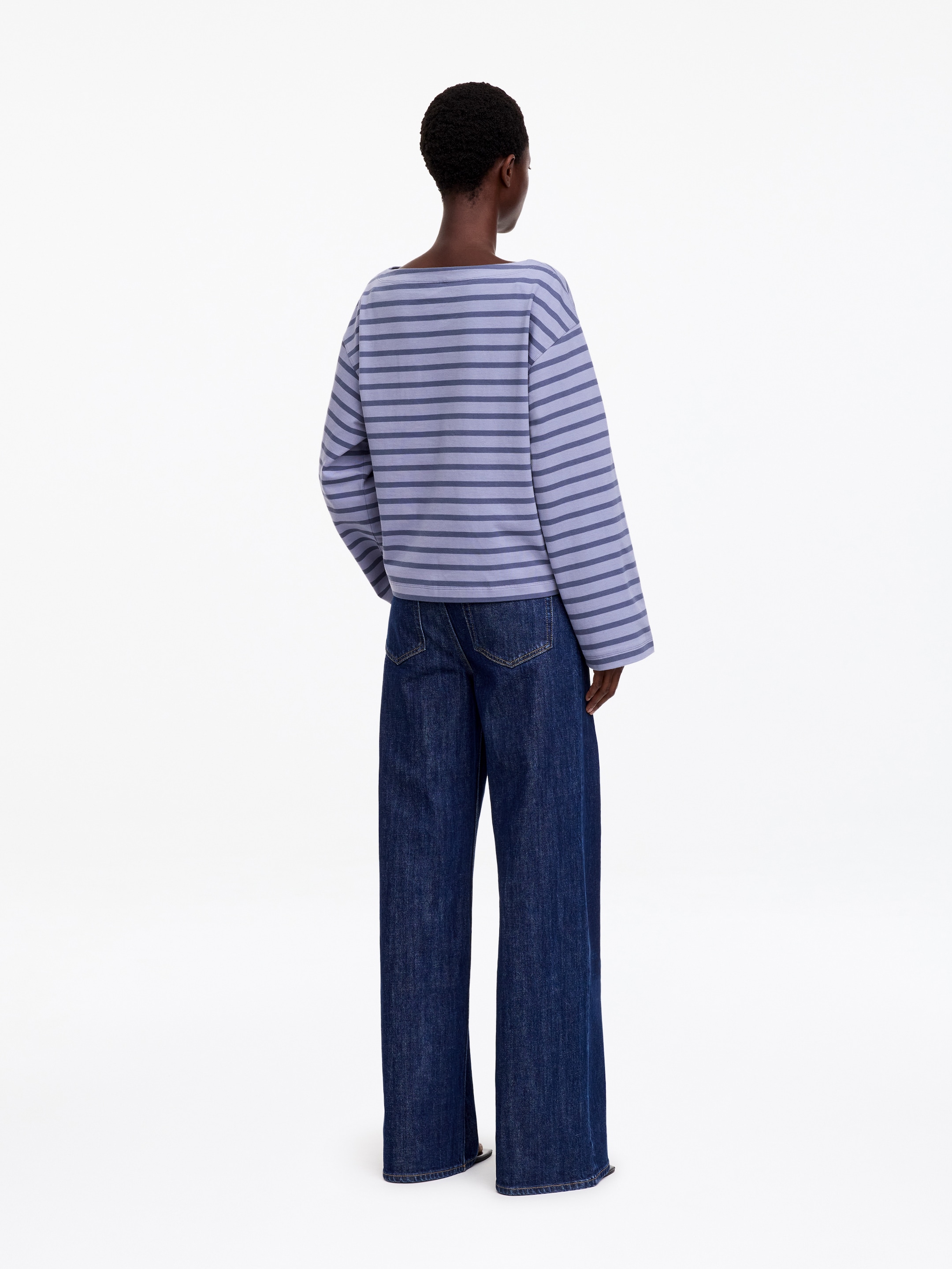 Top de cuello barco a rayas - Azul empolvado - Corte estándar - women - StillMedia/Lookbook - 4