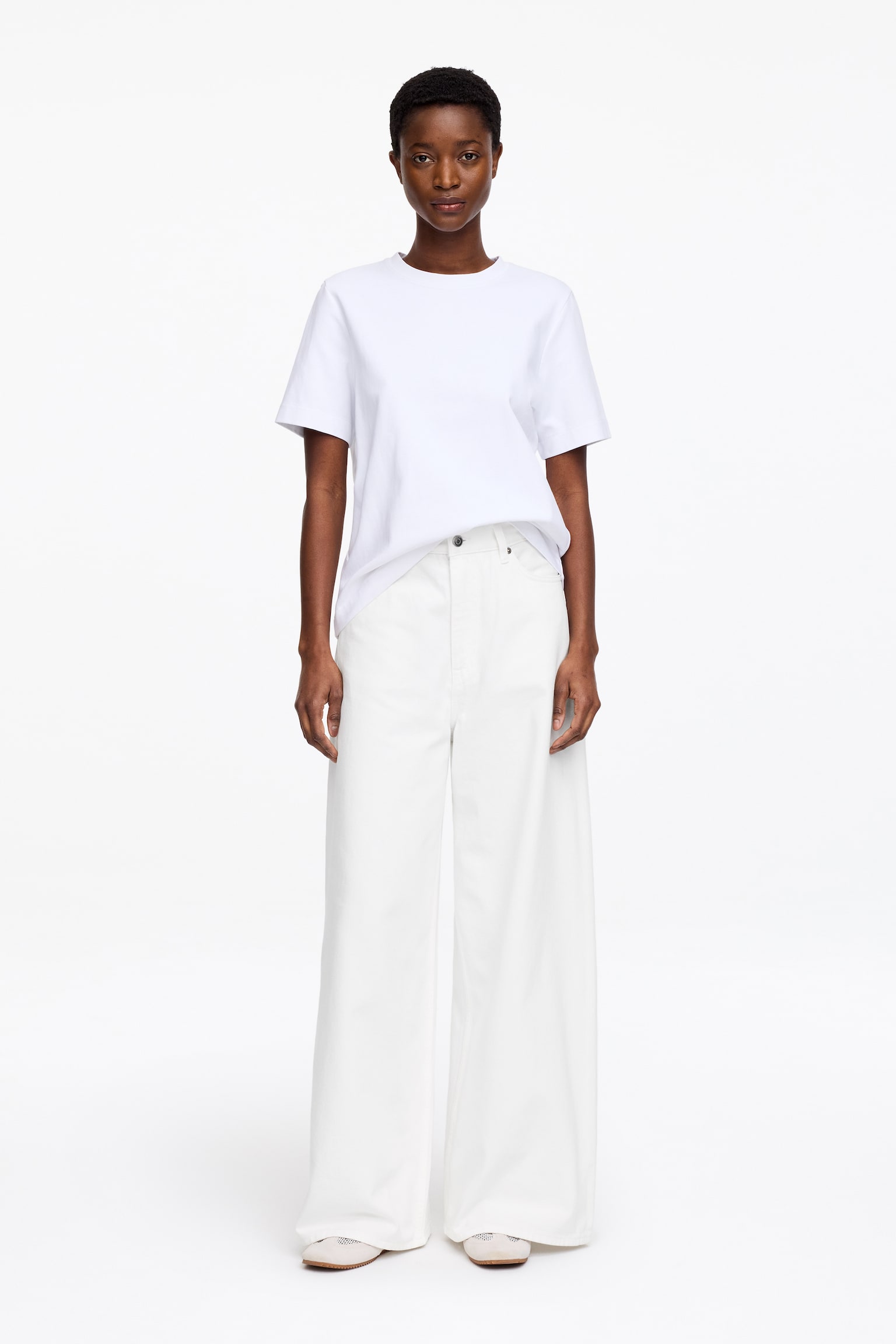 Szerokie jeansy oversize CEDAR - Biały/Niebieski/Jasnoniebieski - 1