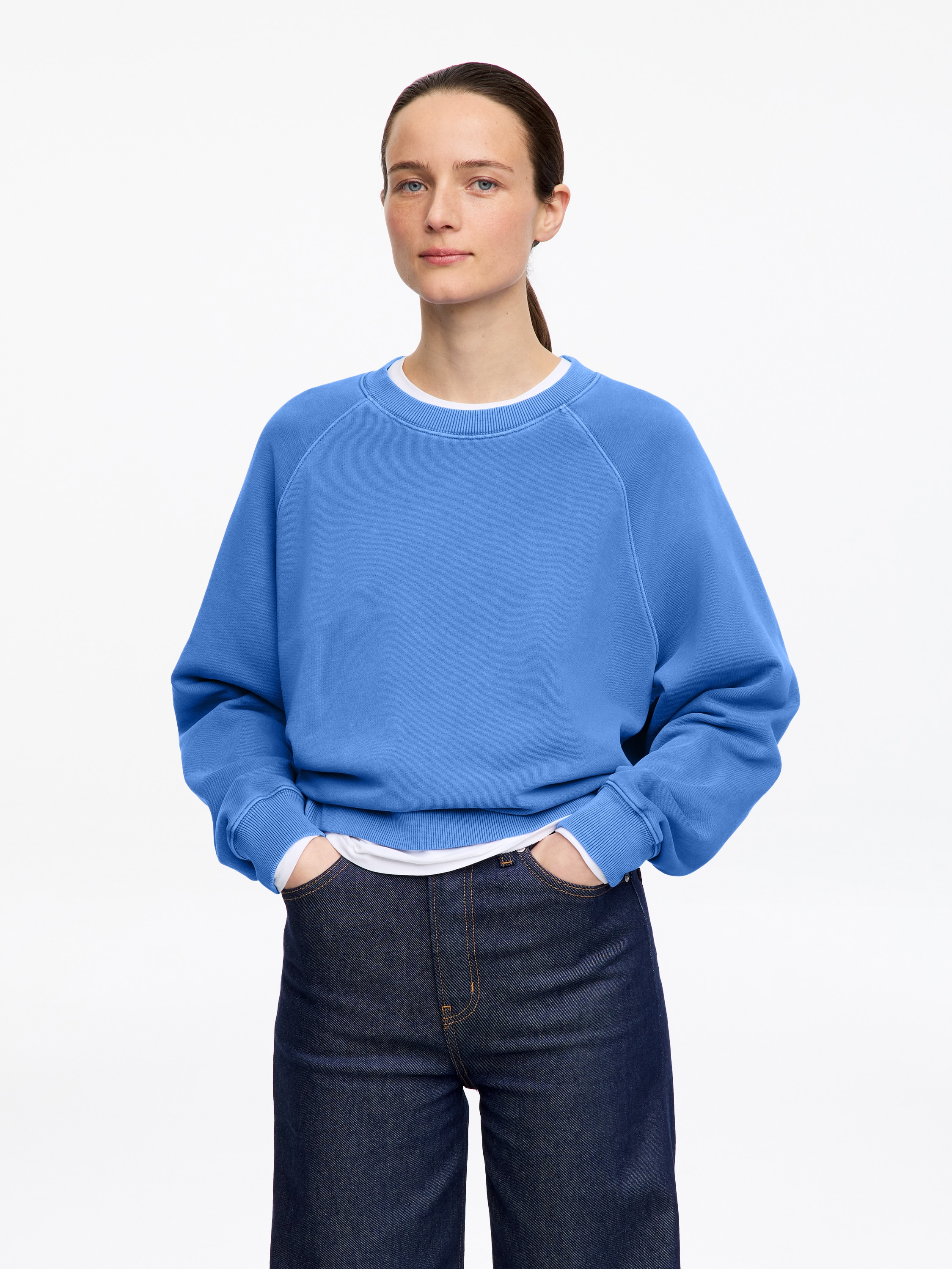 Bluza z tkaniny frotte - Niebieski/Czarny/Szary melanż/Liliowy/Brązowy/Różowy/Czerwony/Ciemnobrązowy
