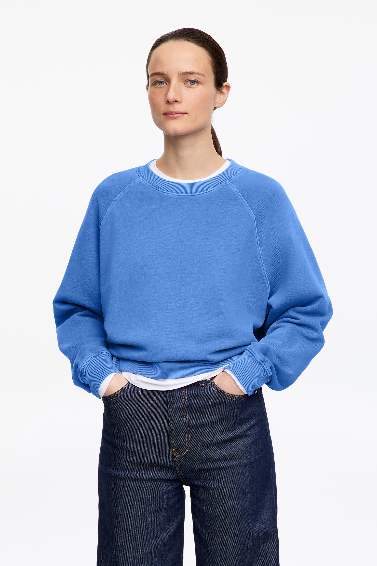 Sweatshirt i frotté - Blå/Pink/Gråmeleret/Mørkebrun/Brun - 1