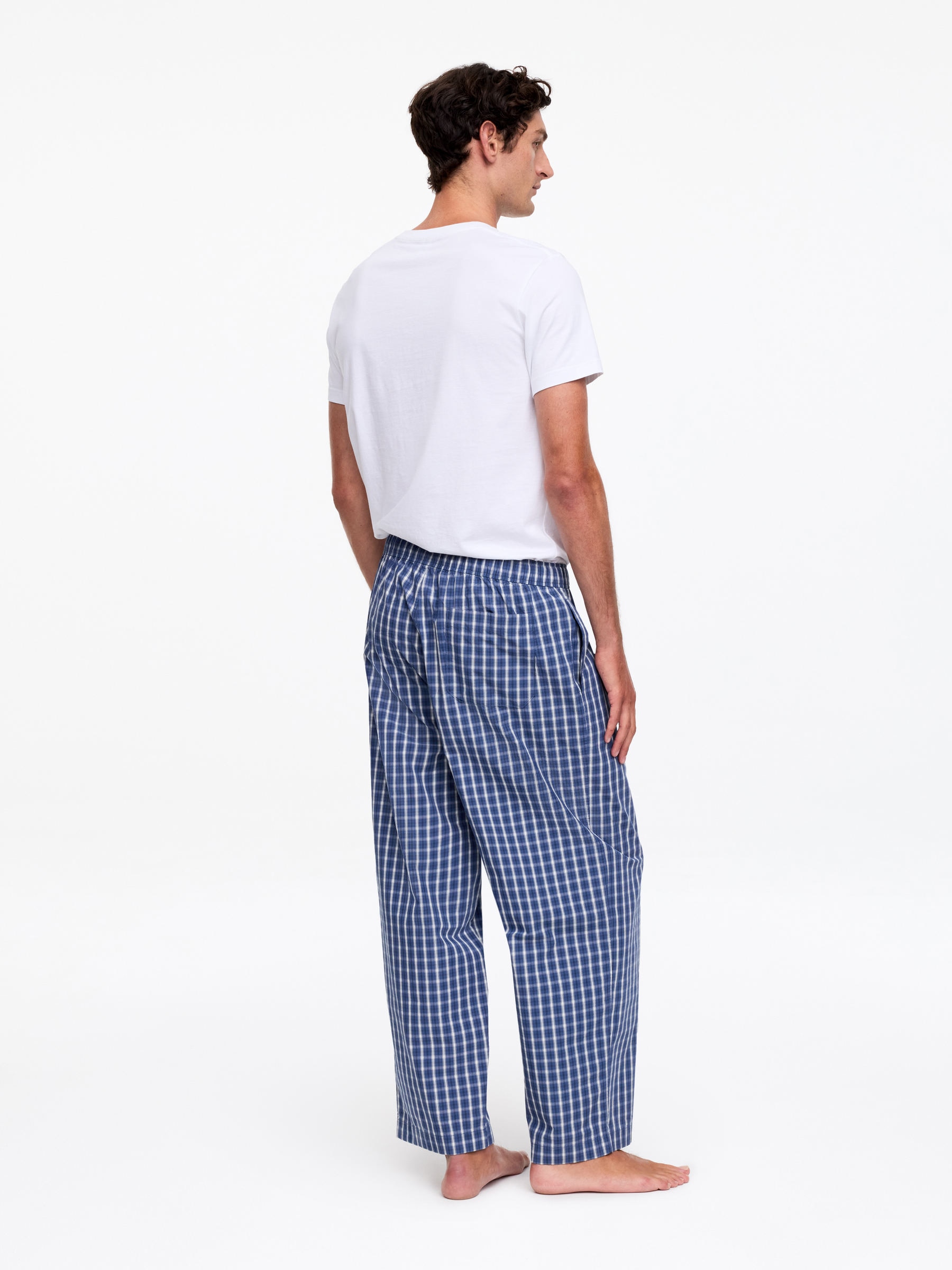Wide Pyjama Trousers - Blue/Checkered - Loose fit - Men - StillMedia/Lookbook - 2