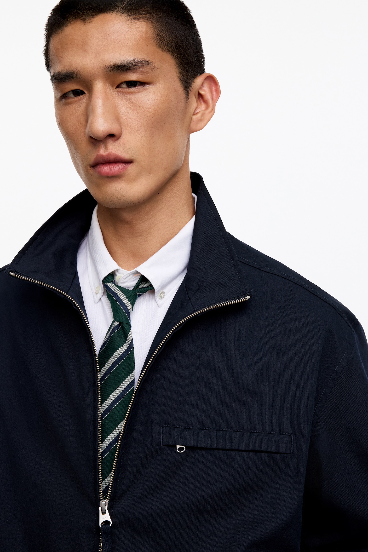 Corbata de seda - Verde/rayas/Azul marino/Gris/rayas - 1