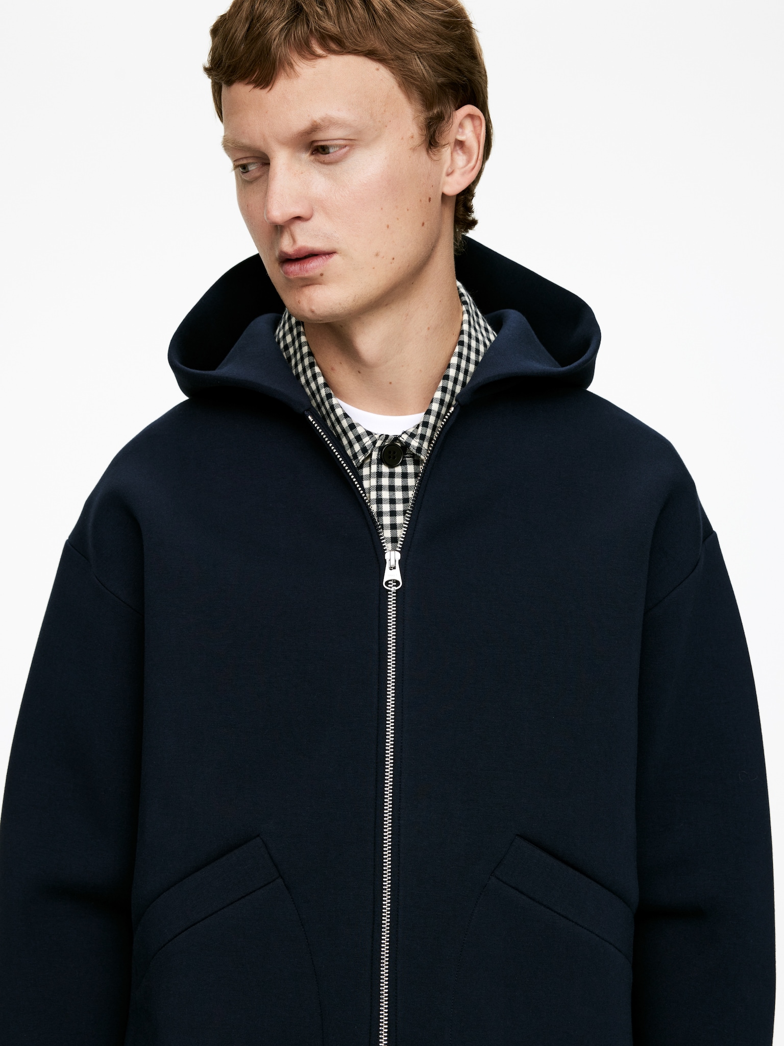 Sweat à capuche zippé en néoprène - Bleu foncé/Gris chiné/Rouge foncé - 5