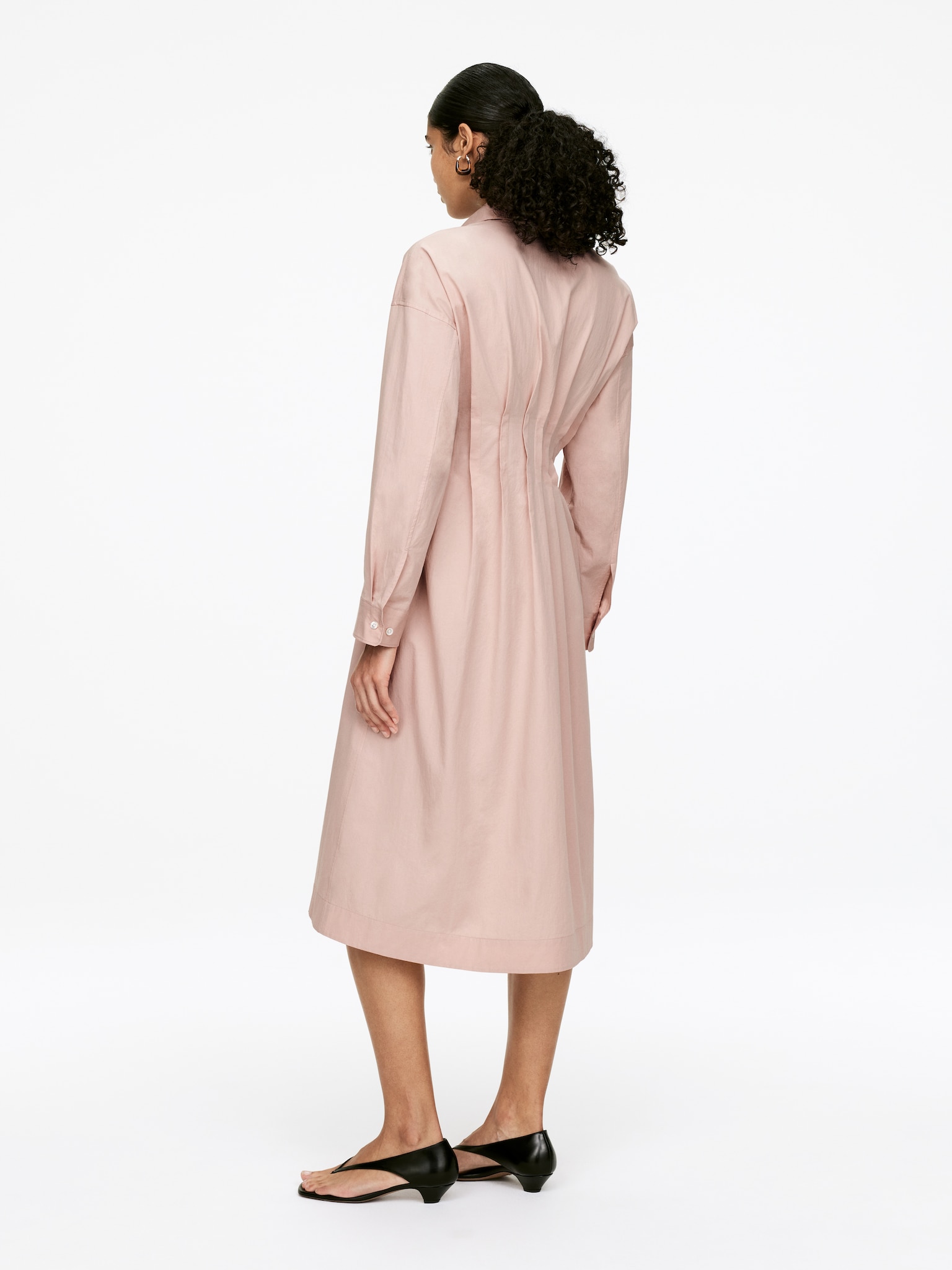 Pleated Shirt Dress - Dusty Blush - 5