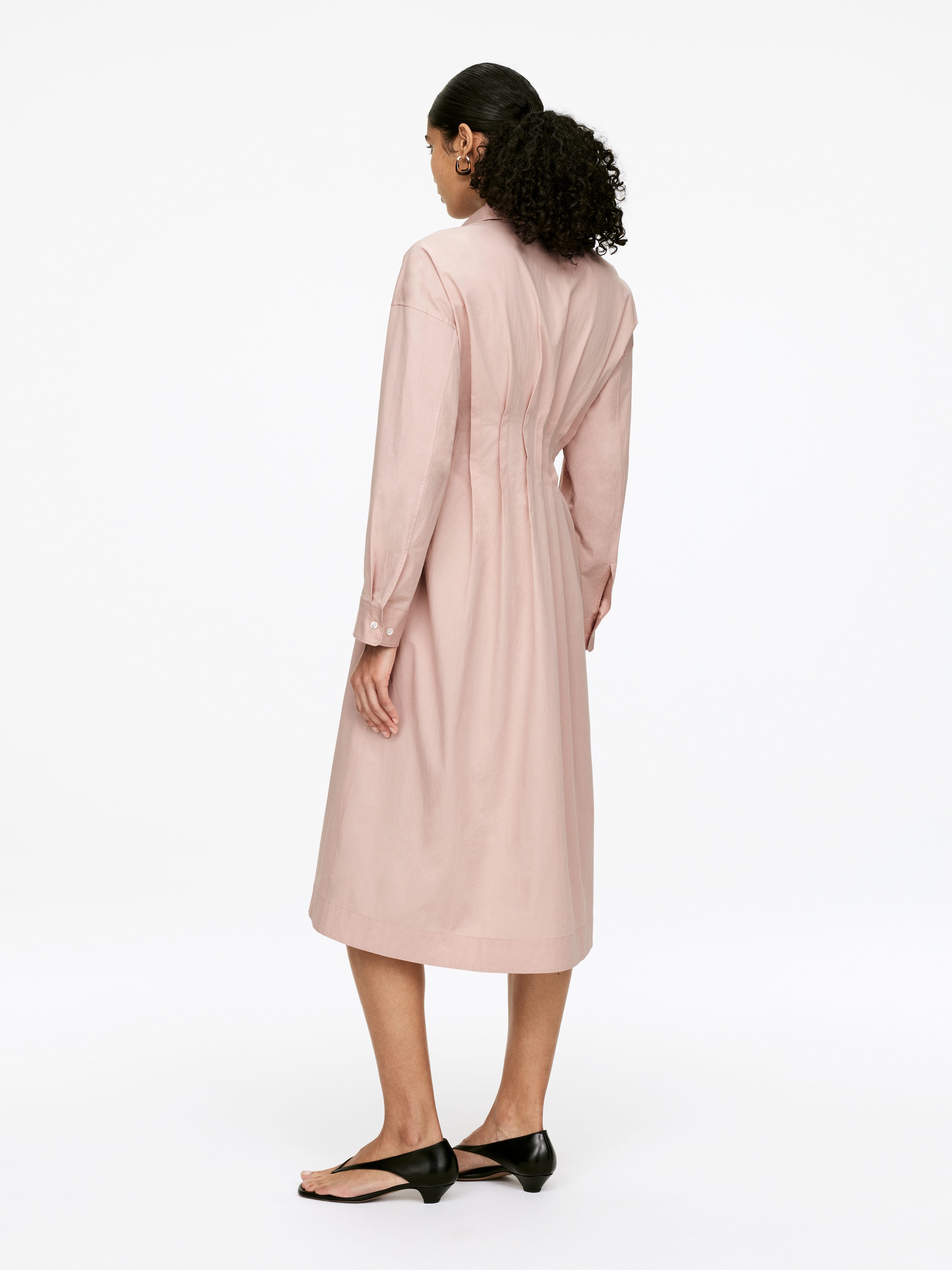 Pleated Shirt Dress - Dusty Blush - Regular fit - Women - StillMedia/Lookbook - 4