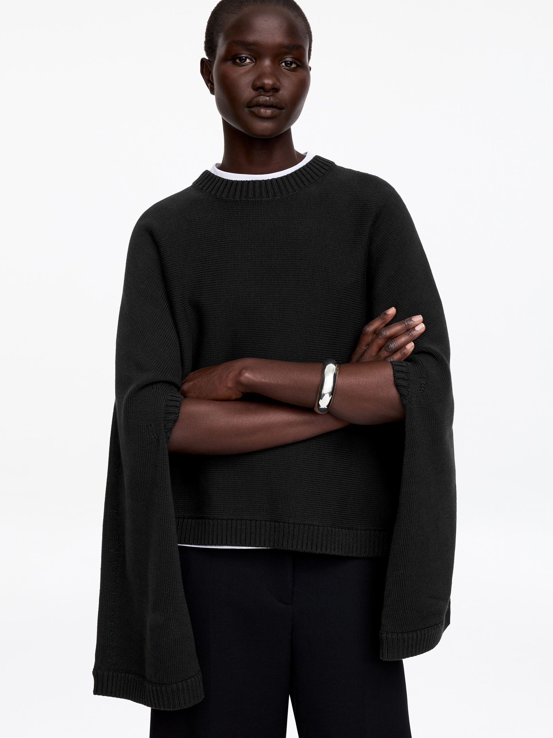 Pull en coton avec découpes - Noir - Loose fit - Femme - StillMedia/Lookbook - 4