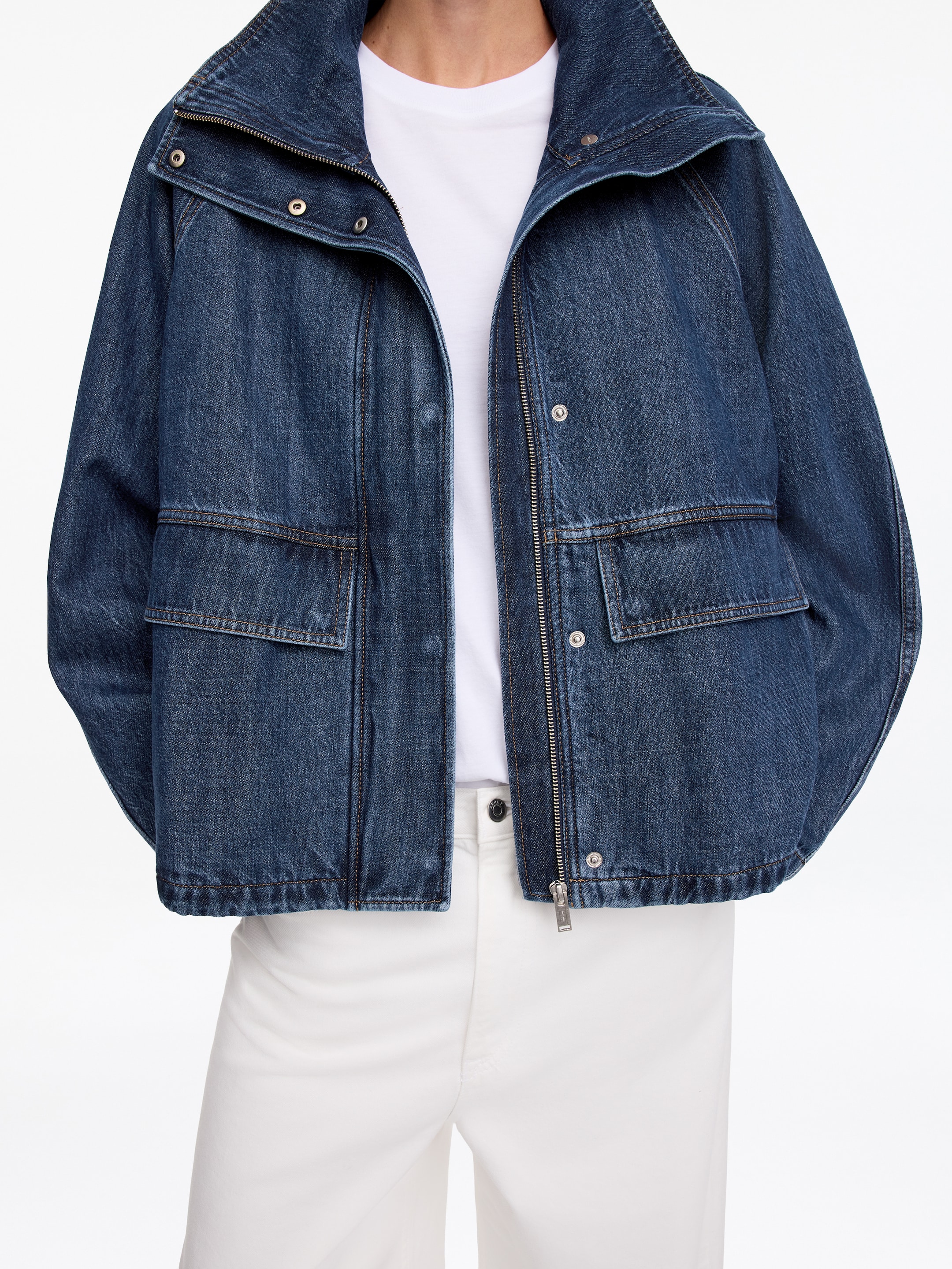 Chaqueta vaquera de algodón y lyocell - Azul oscuro - Corte estándar - Women - StillMedia/Lookbook - 3