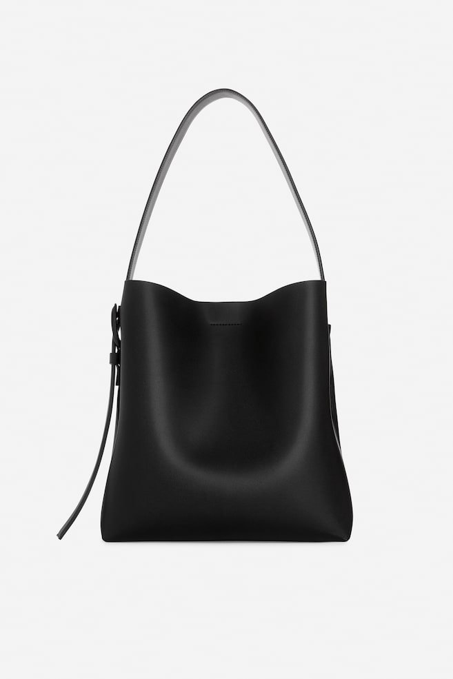Borsa tote in pelle crosta scamosciata - Nero - 1