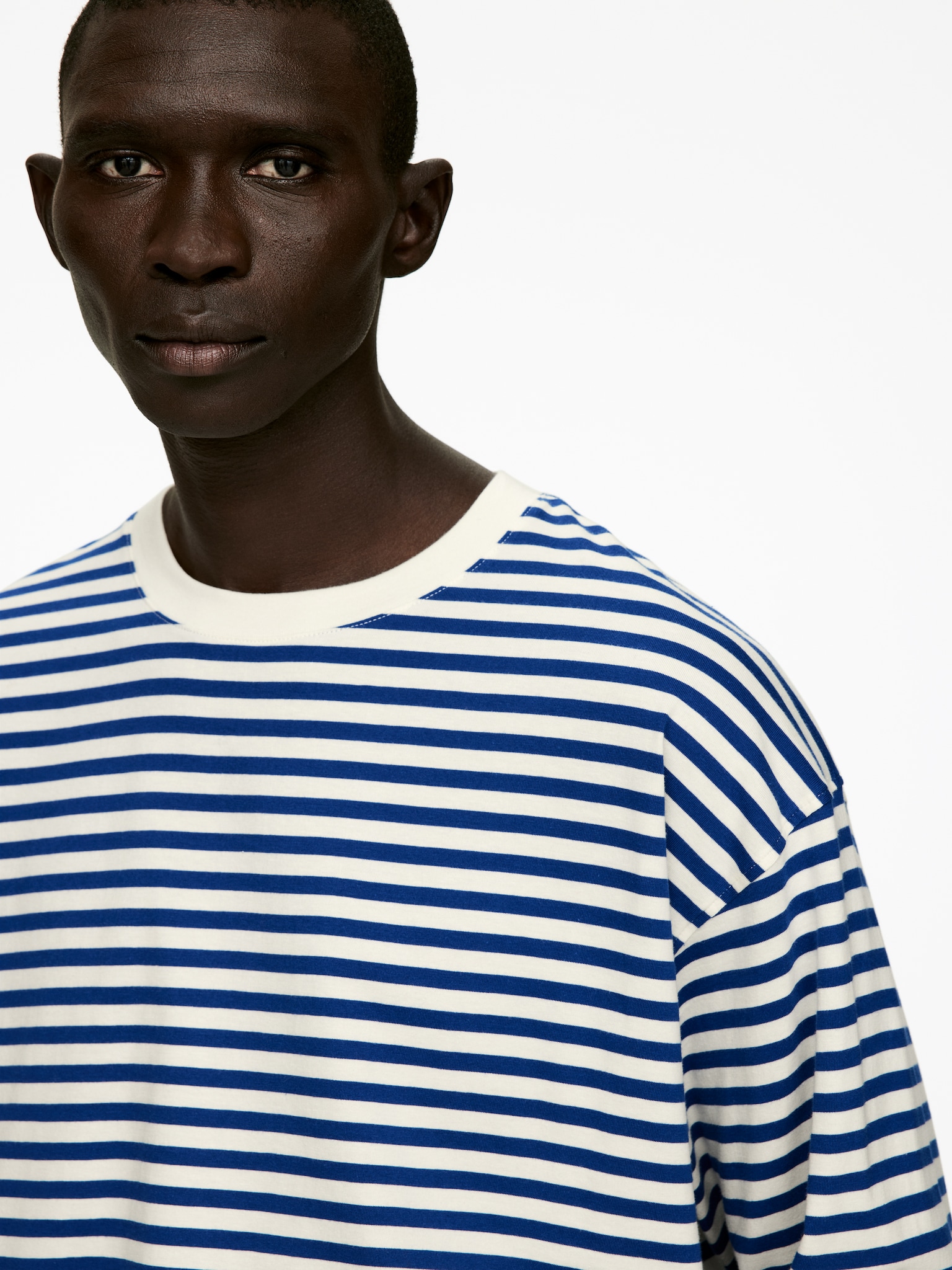 Langærmet T-shirt - Hvid/blå - 4