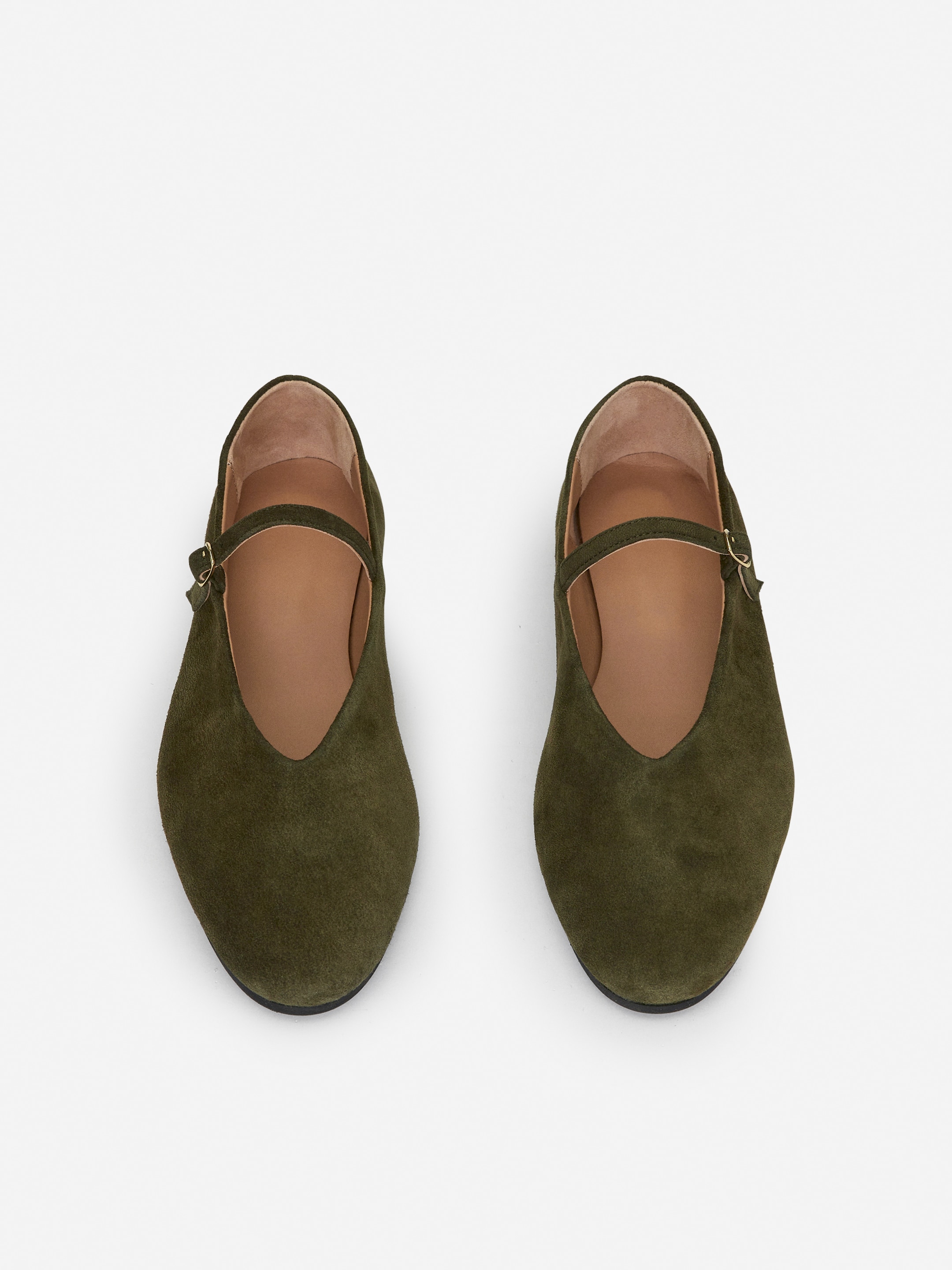 Grotere afbeelding bekijken: Suede Mary Jane Flats - Khaki Green - DAMES | H&M BE 2