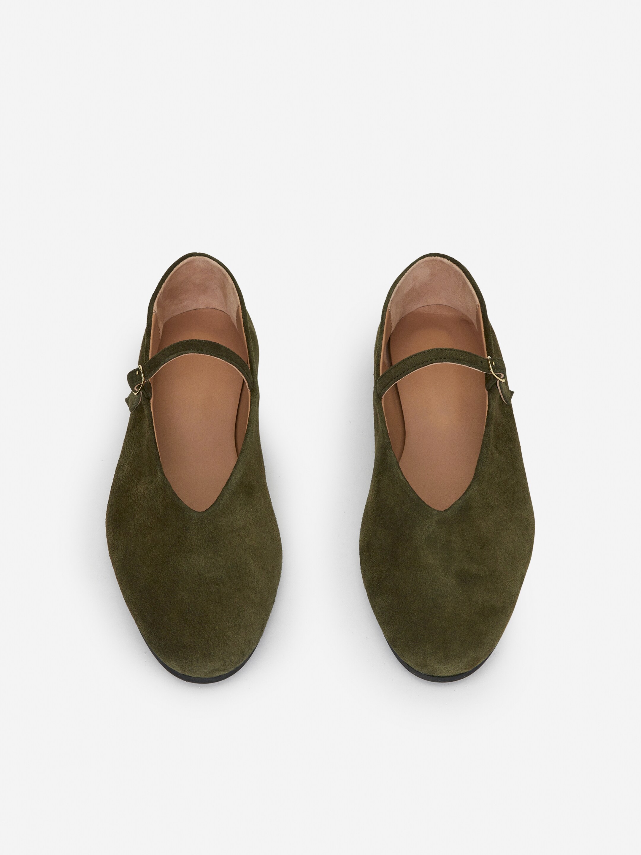 Chaussures babies plates en cuir - Vert kaki - Femme - StillMedia/DescriptiveStillLife - 3