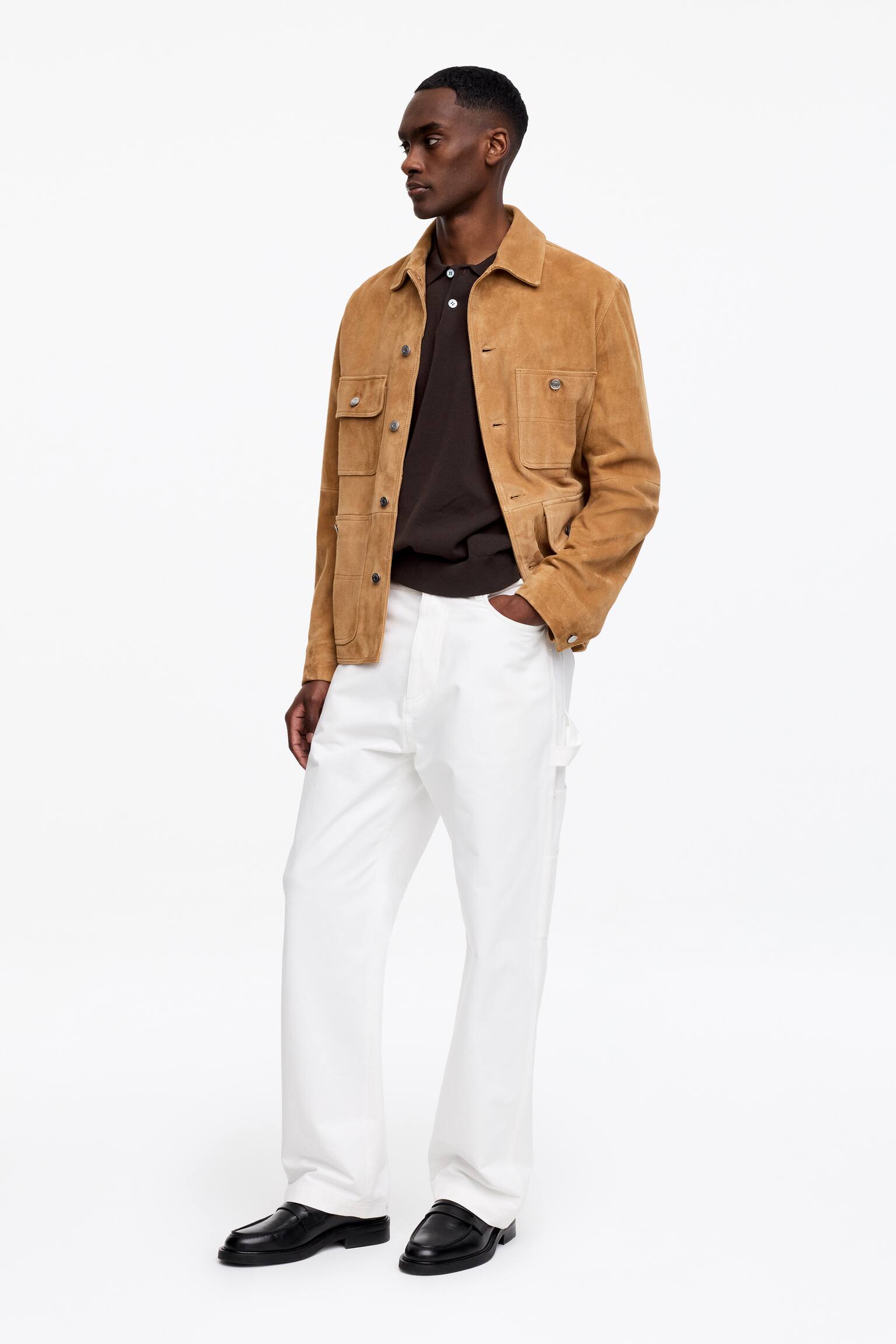 Polo shirt i bomull - Mörkbrun/Ljus mullvad - 7