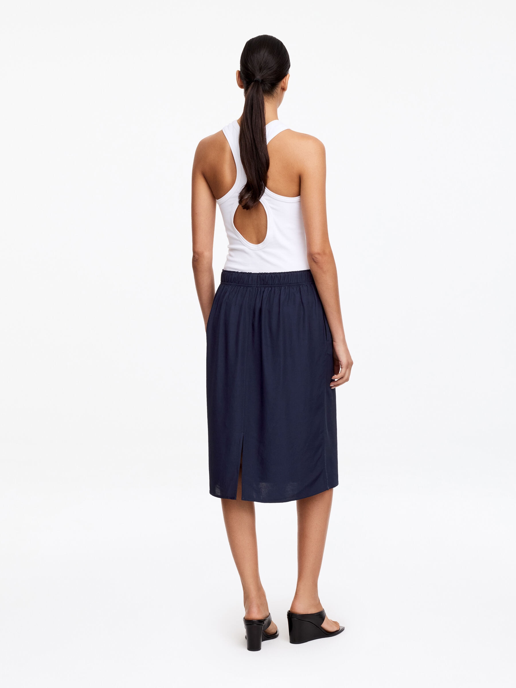 Rak kjol - Mörkblå - Loose fit - Women - StillMedia/Lookbook - 3