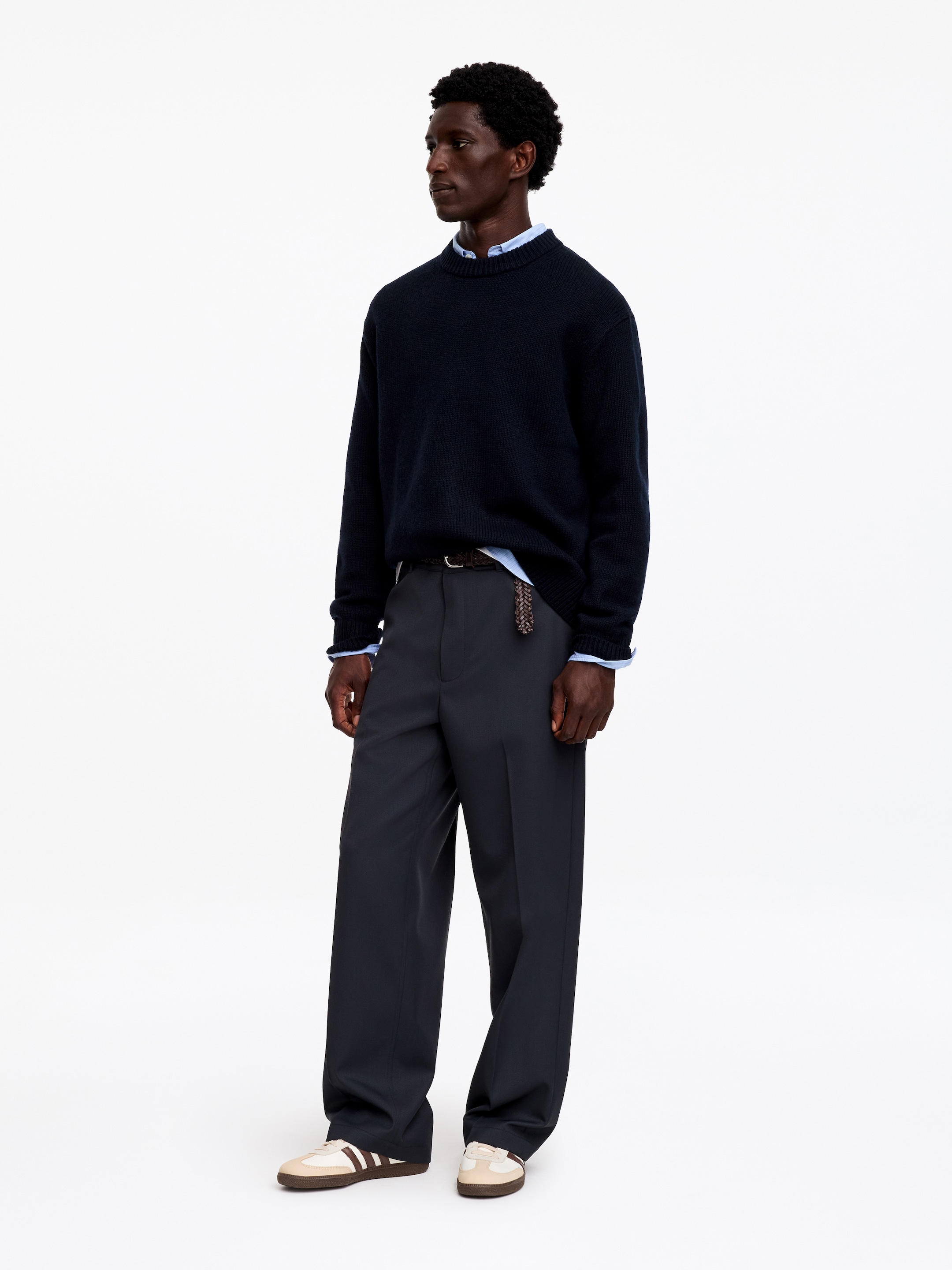 Heavy Knit Wool Jumper - Dark Blue - Relaxed fit - Men - StillMedia/Lookbook - 7